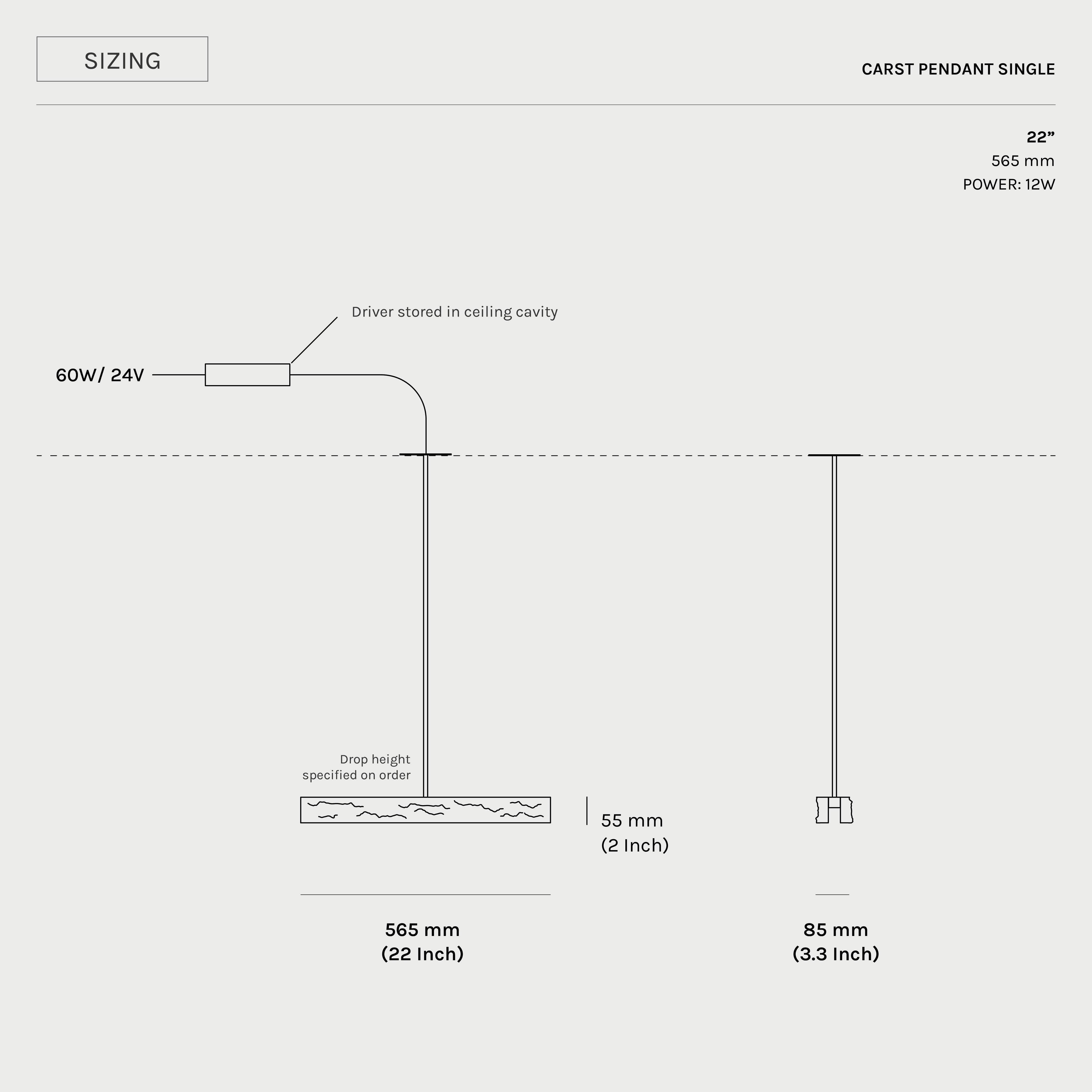CARST Pendant Light, LED Light Fixture, solid textured cast Aluminium in vendita 6