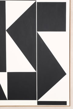 Abstract Black and White Geometry Painting, Oil on Canvas, New Carsten Beck