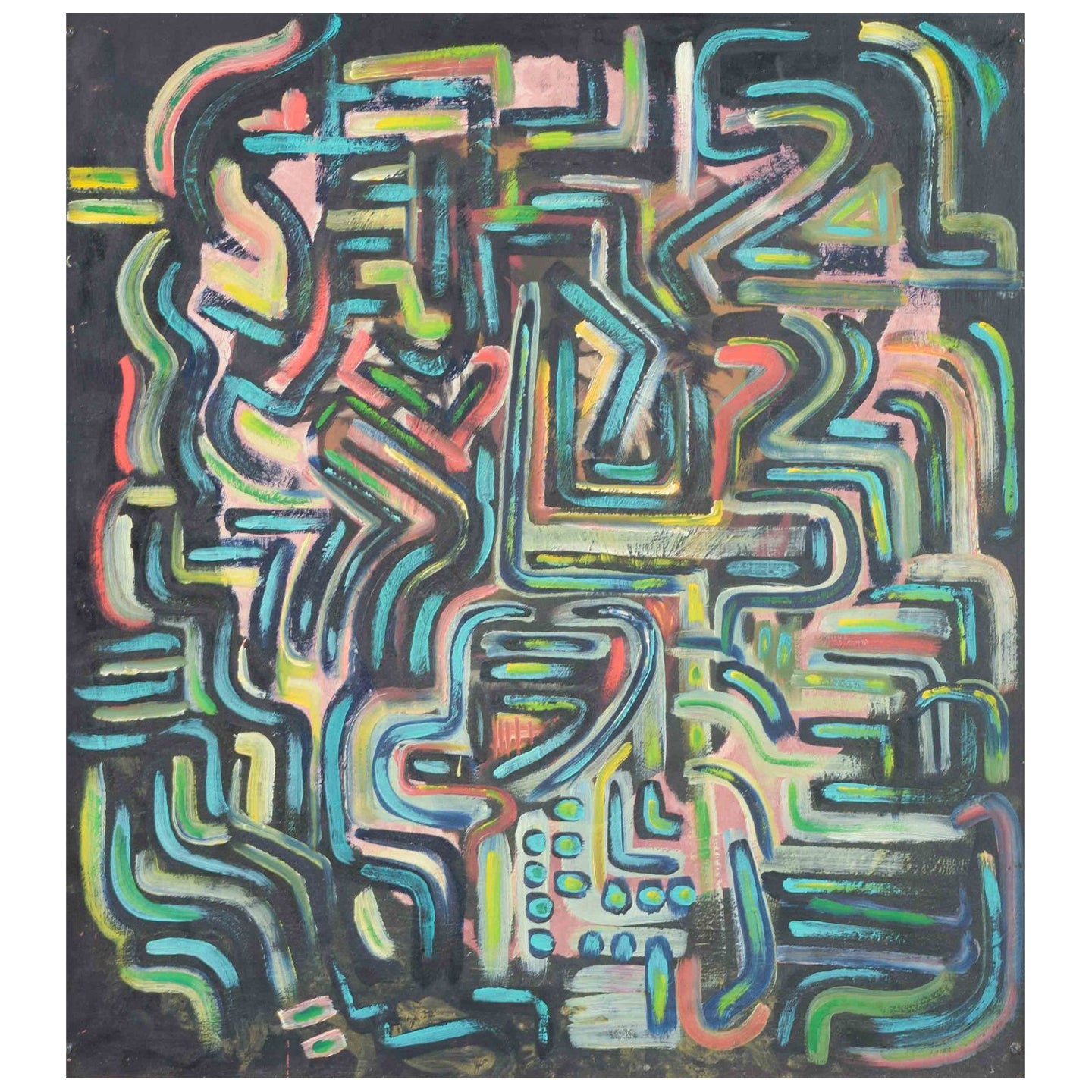 Carsten Hellström, Swedish artist. Oil on board. “Krets II”. 1982. For Sale