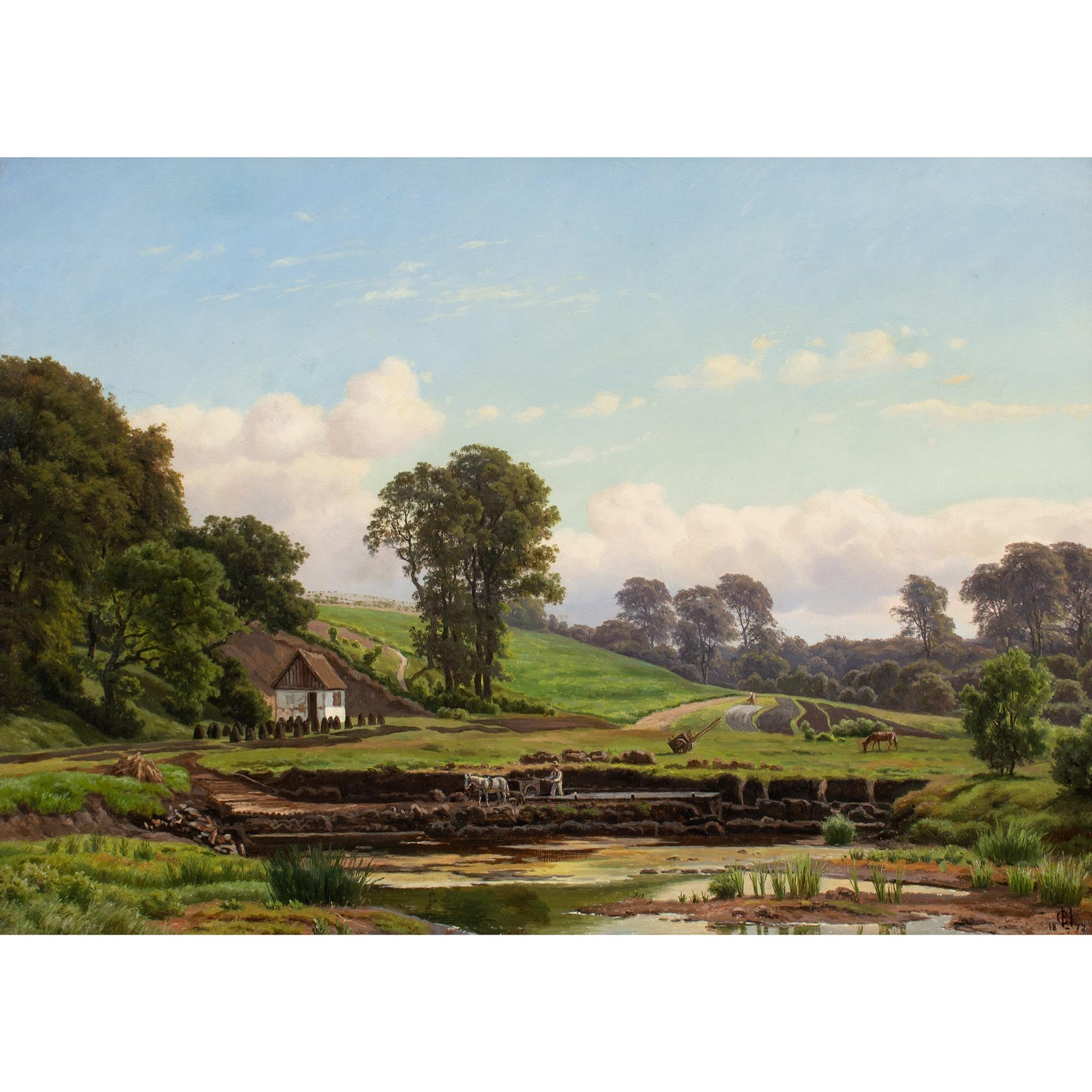 Carsten Henrichsen, Paesaggio estivo con figura che raccoglie la torba 1