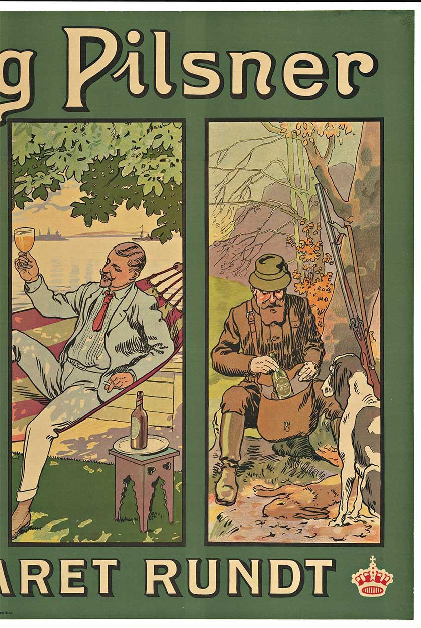 Originales dänisches Vintage-Bierplakat Carlsberg Pilsner.   Getränk für alle (Art nouveau), Print, von Carsten Ravn