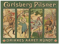 Cartel original de la cerveza danesa Carlsberg Pilsner.   Bebida para todos