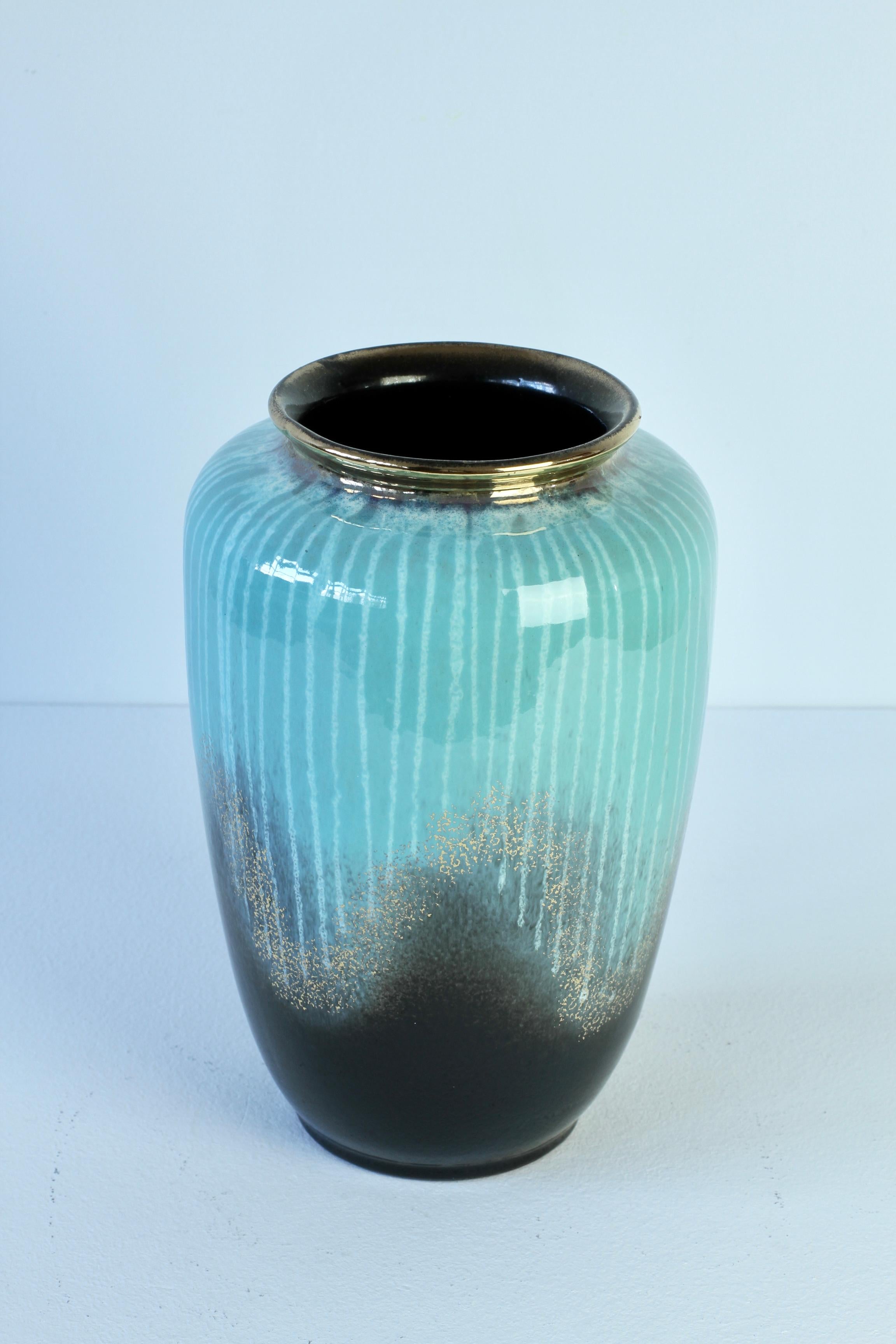 Carstens: Westdeutsche Vintage-Vase in Türkis, Schwarz und Gold, 1950er Jahre im Angebot 4