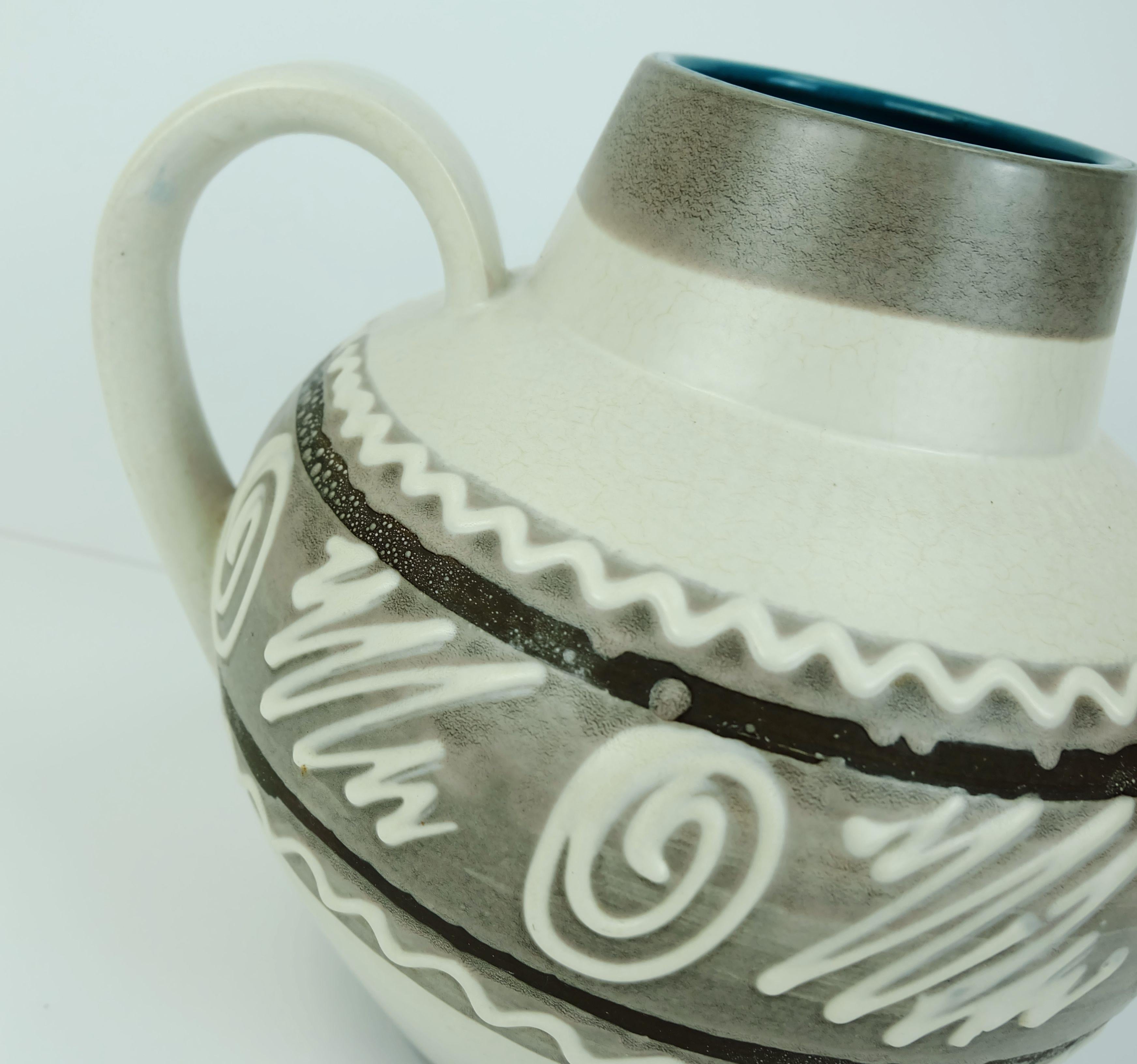 VASO carstens keramik modello 698-23 decoro astratto in bianco e sfumature di marrone In condizioni buone in vendita a Mannheim, DE