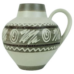 carstens keramik VASE Modell 698-23 Abstraktes Dekor in Weiß und Brauntönen