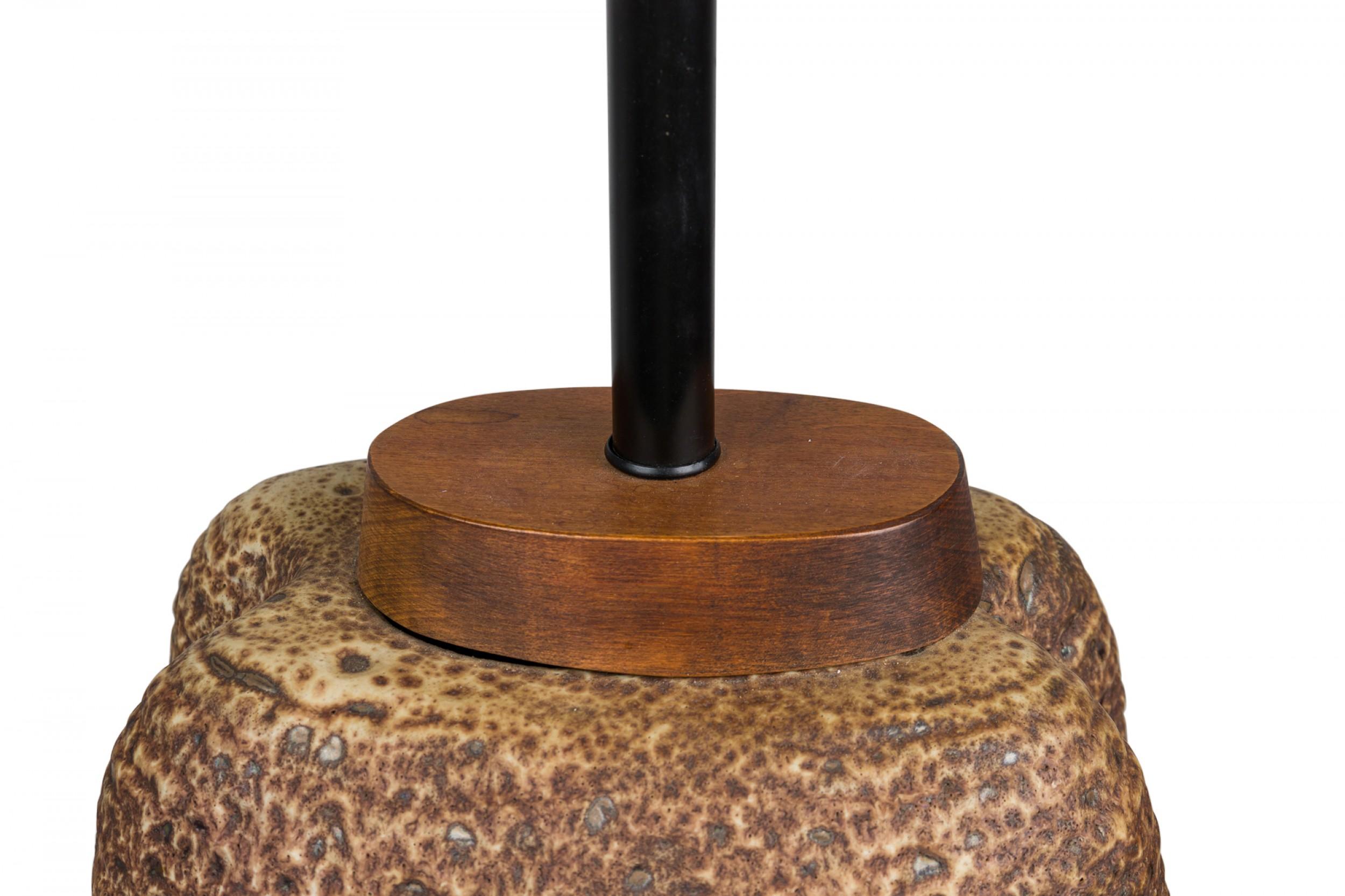 Carstens Midcentury West German Ceramic Lava Glazed Brown Table Lamp For Sale 1