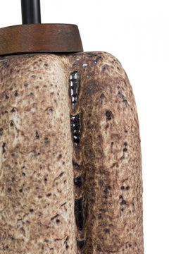 Carstens Mid-Century West German Ceramic Taupe Fat Lava Glazed Table Lamp