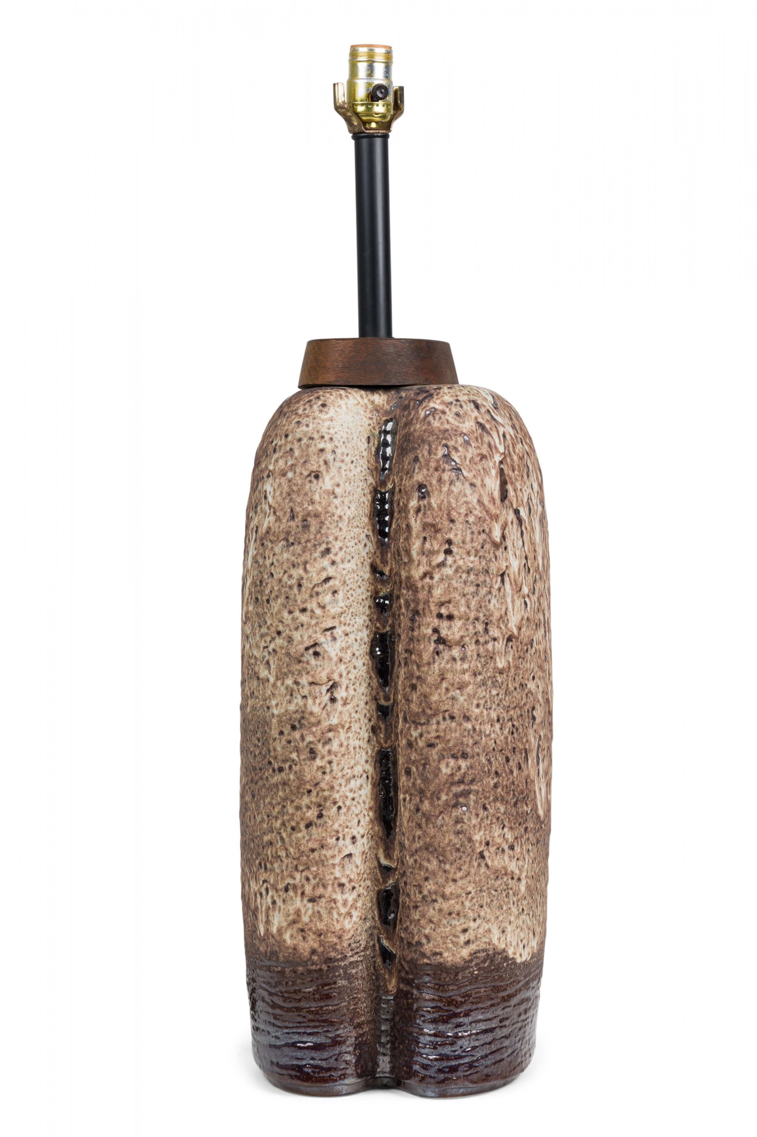 Lampe de table Carstens en céramique ouest-allemande du milieu du siècle, émaillée de lave grasse taupe en vente 1