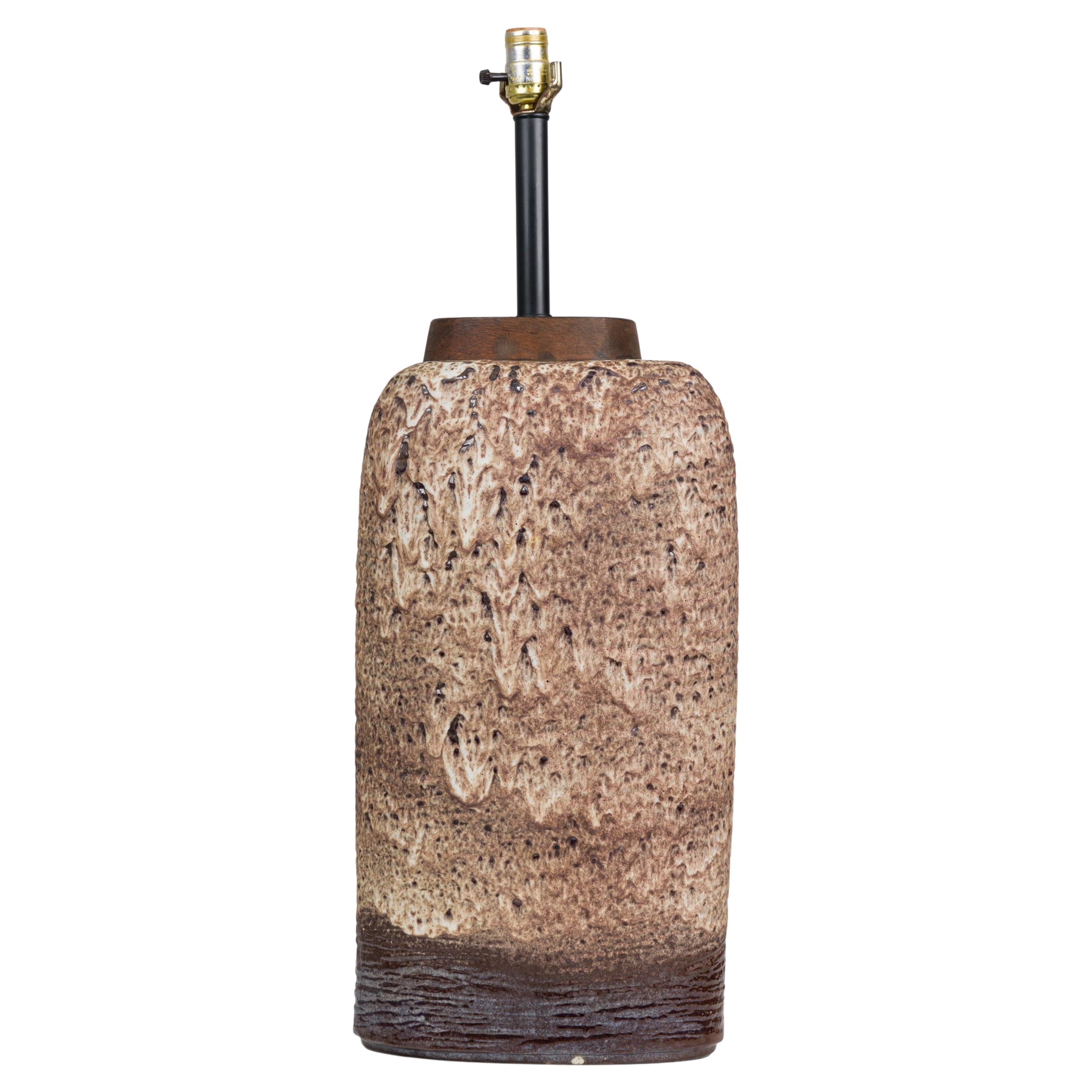 Carstens Mid-Century West German Ceramic Taupe Fat Lava Glazed Table Lamp For Sale
