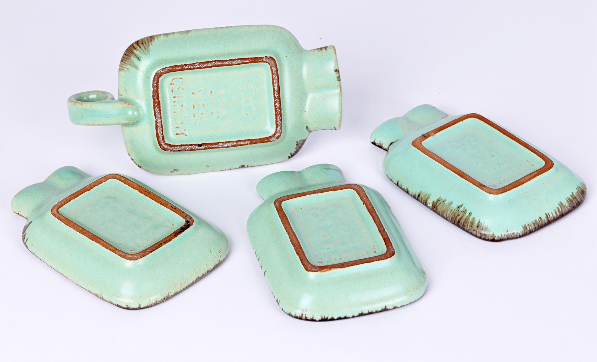 Carstens Tonnieshof German Mid-Century Green Glazed Ashtray Set For Sale 6