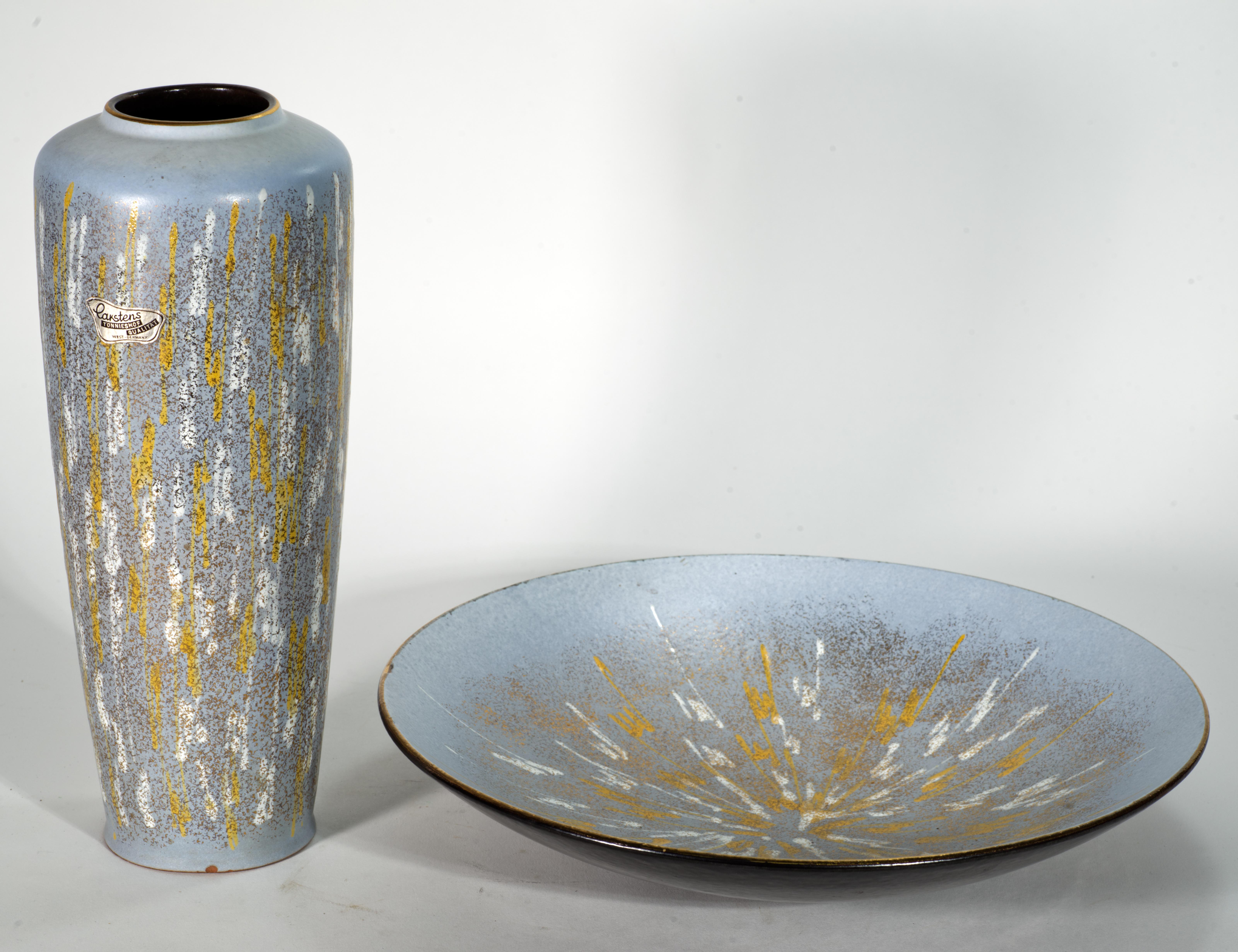 Organic Modern Carstens Tönnieshof Set of Large Bowl and Vase, West Germany Ceramics, 1960s For Sale