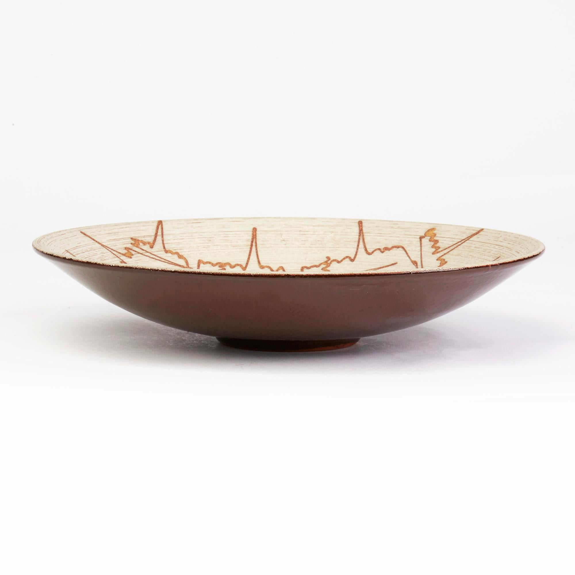 Ceramic Carstens Tönnieshof West German Midcentury Abstract Trailed Design Bowl For Sale