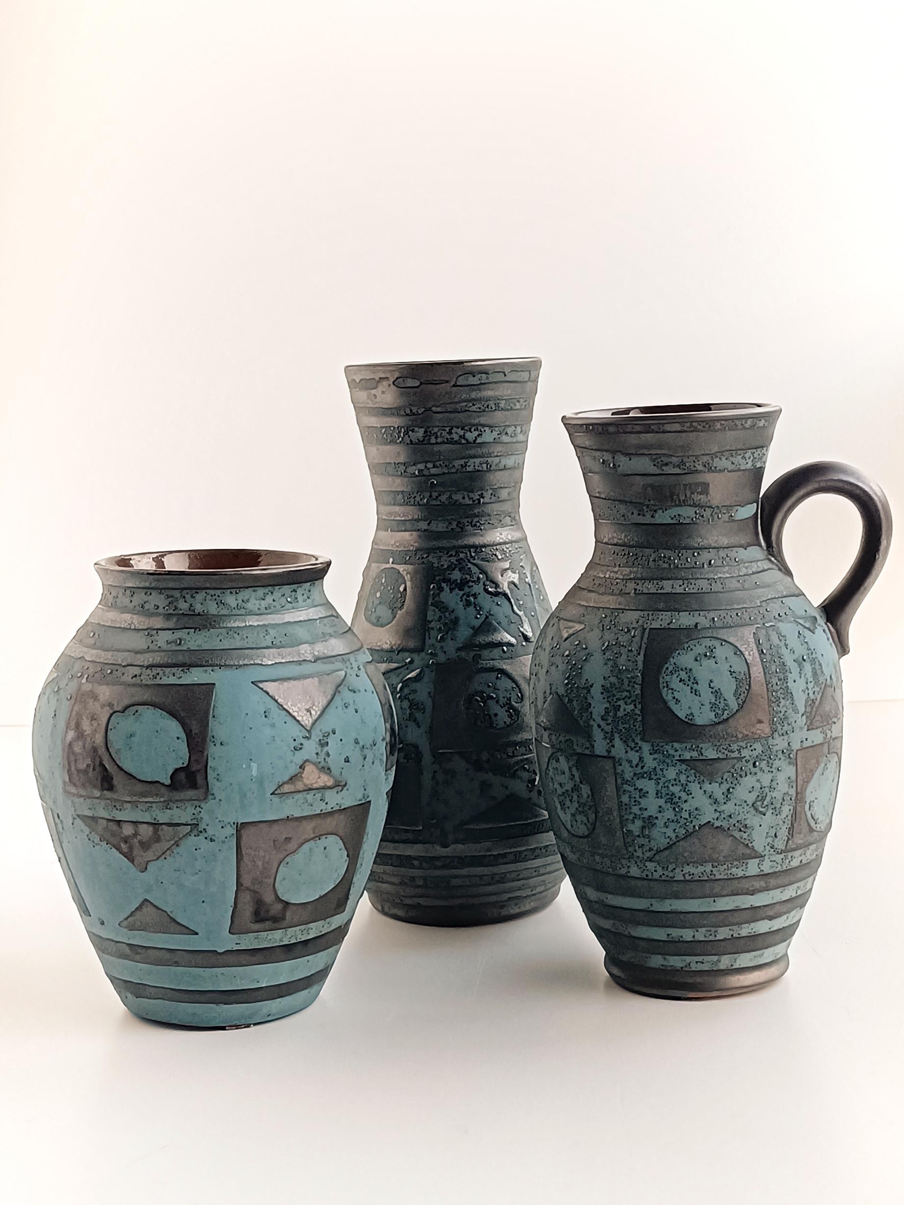 Ceramic Mid Century West Germany Ankara Decor Vases by Carstens Tönnieshoff, 1950s