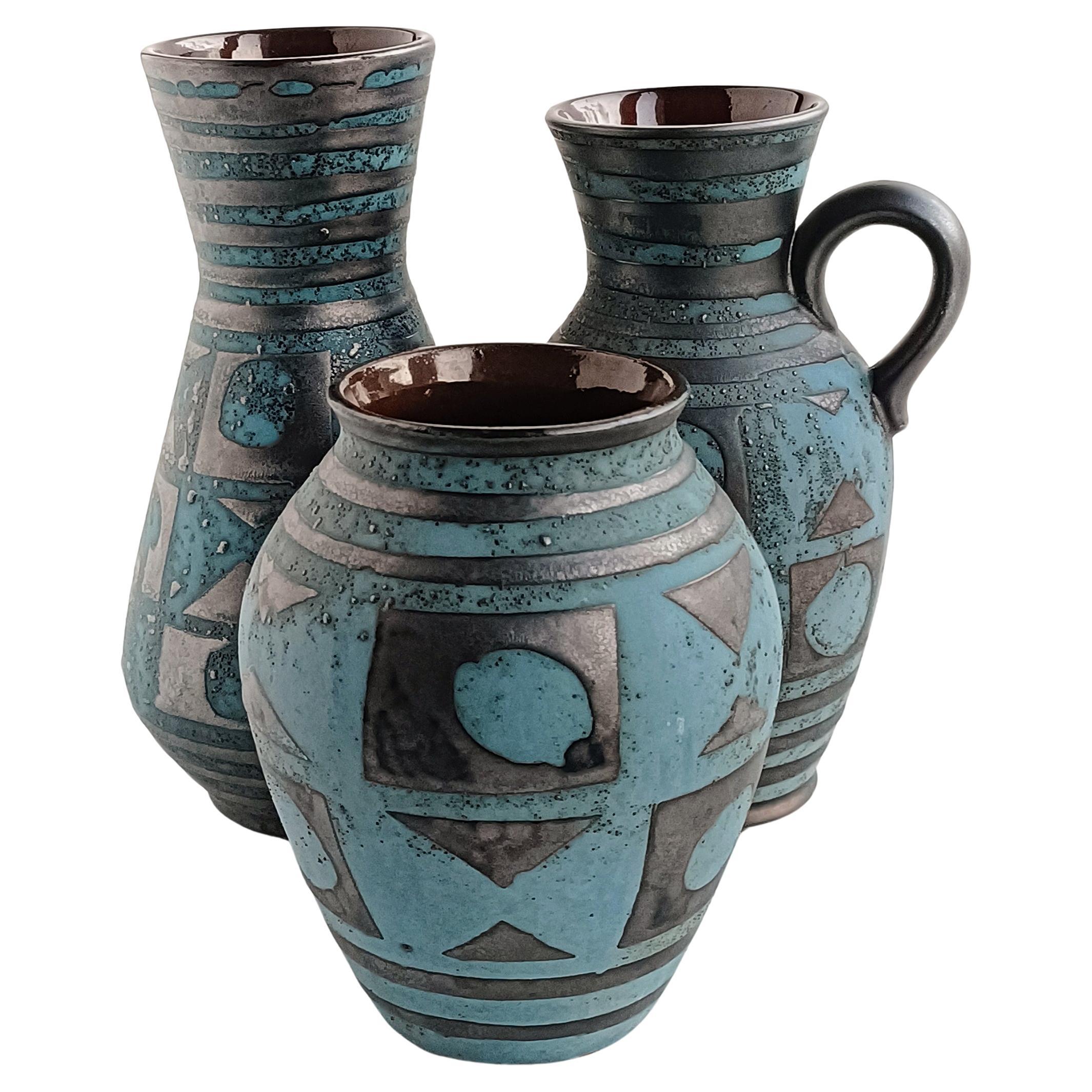 Westdeutsches Ankara-Dekor aus der Mitte des Jahrhunderts Vasen von Carstens Tönnieshoff, 1950er Jahre