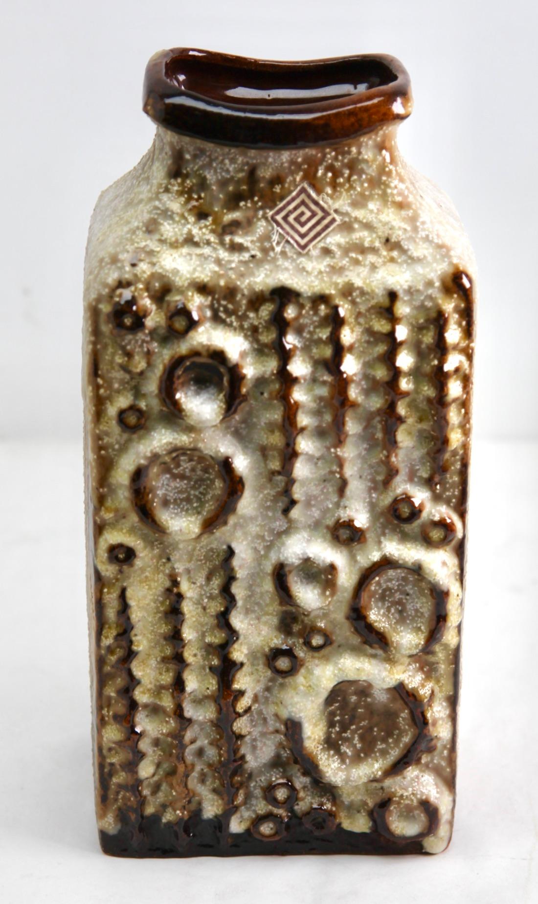 Vernissé Vase rectangulaire en céramique vintage Carstens  Allemagne 7802-30 Marqué en vente
