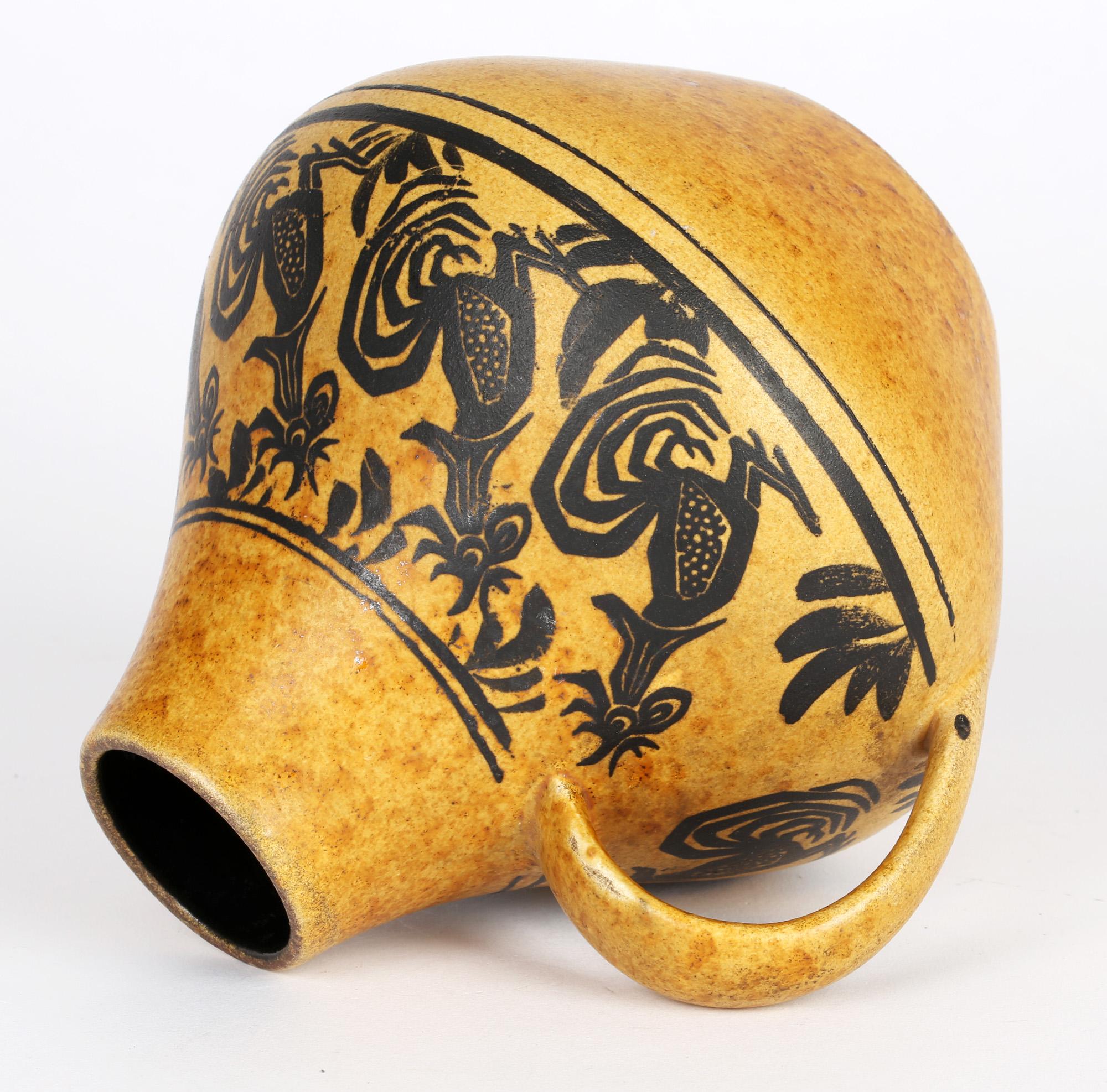 Carstens West German Handled Art Pottery Vase with Cockerels For Sale 3