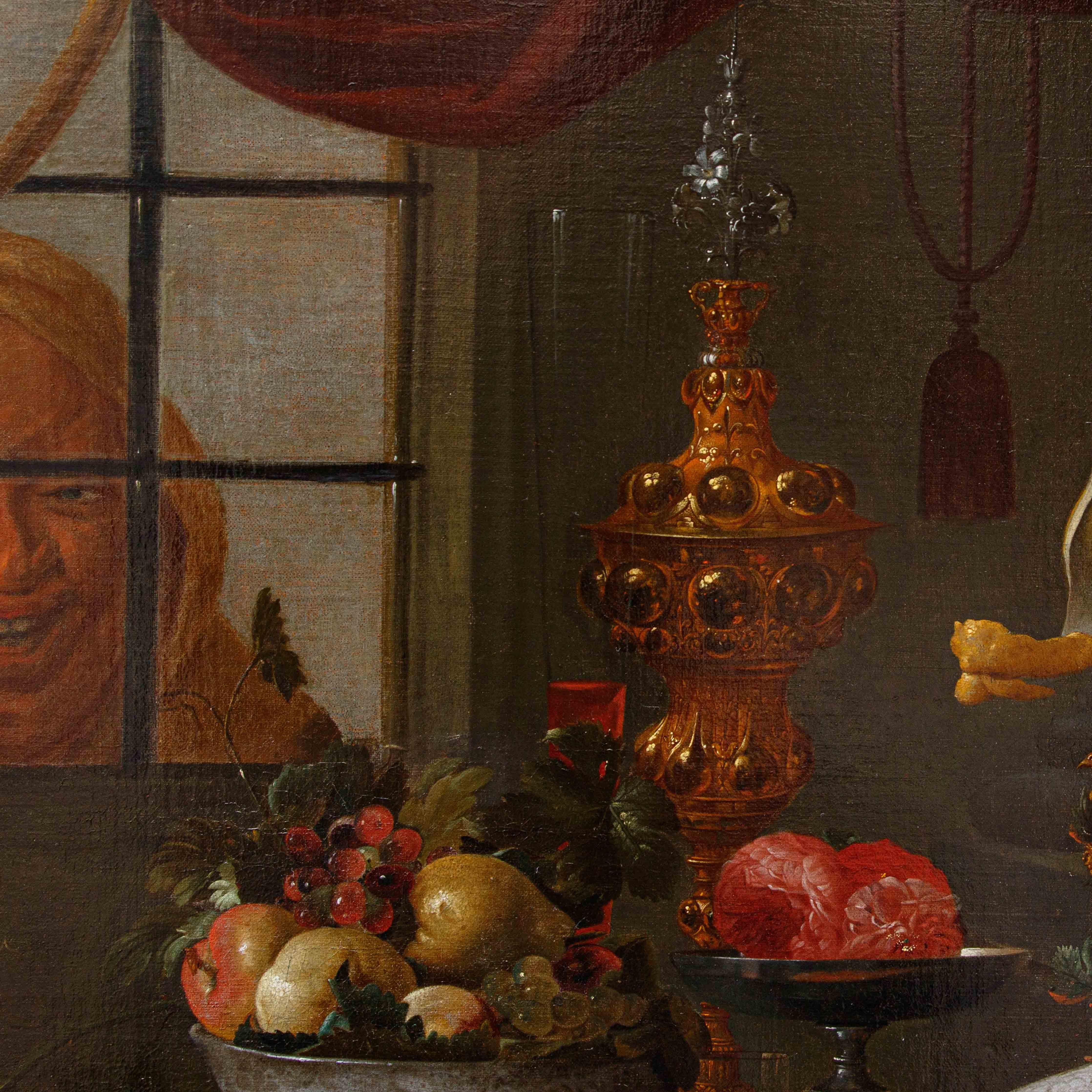 Carstian Luyckx (c. 1627-1675), Still life with parrot and monkey For Sale 6