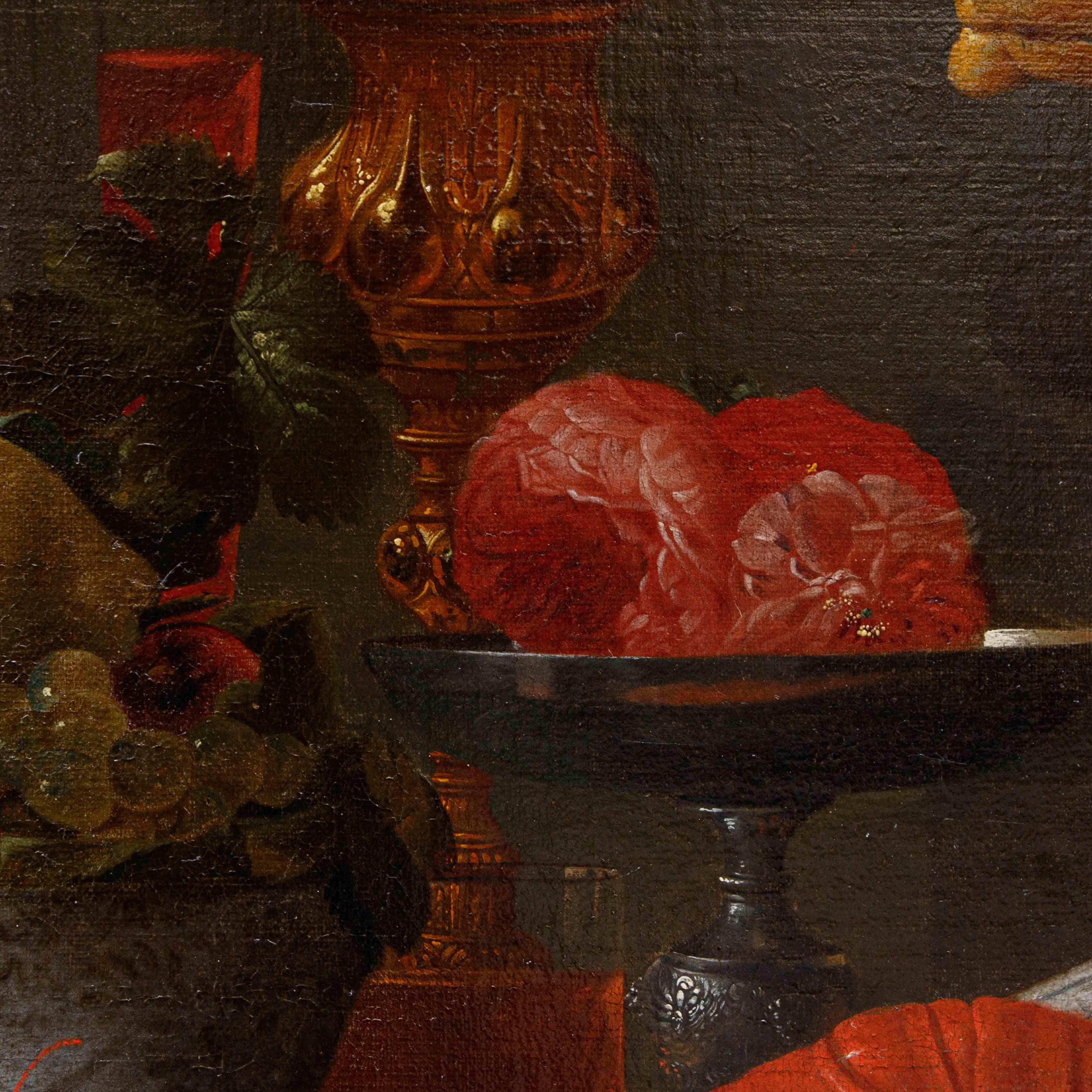 Carstian Luyckx (c. 1627-1675), Still life with parrot and monkey For Sale 4