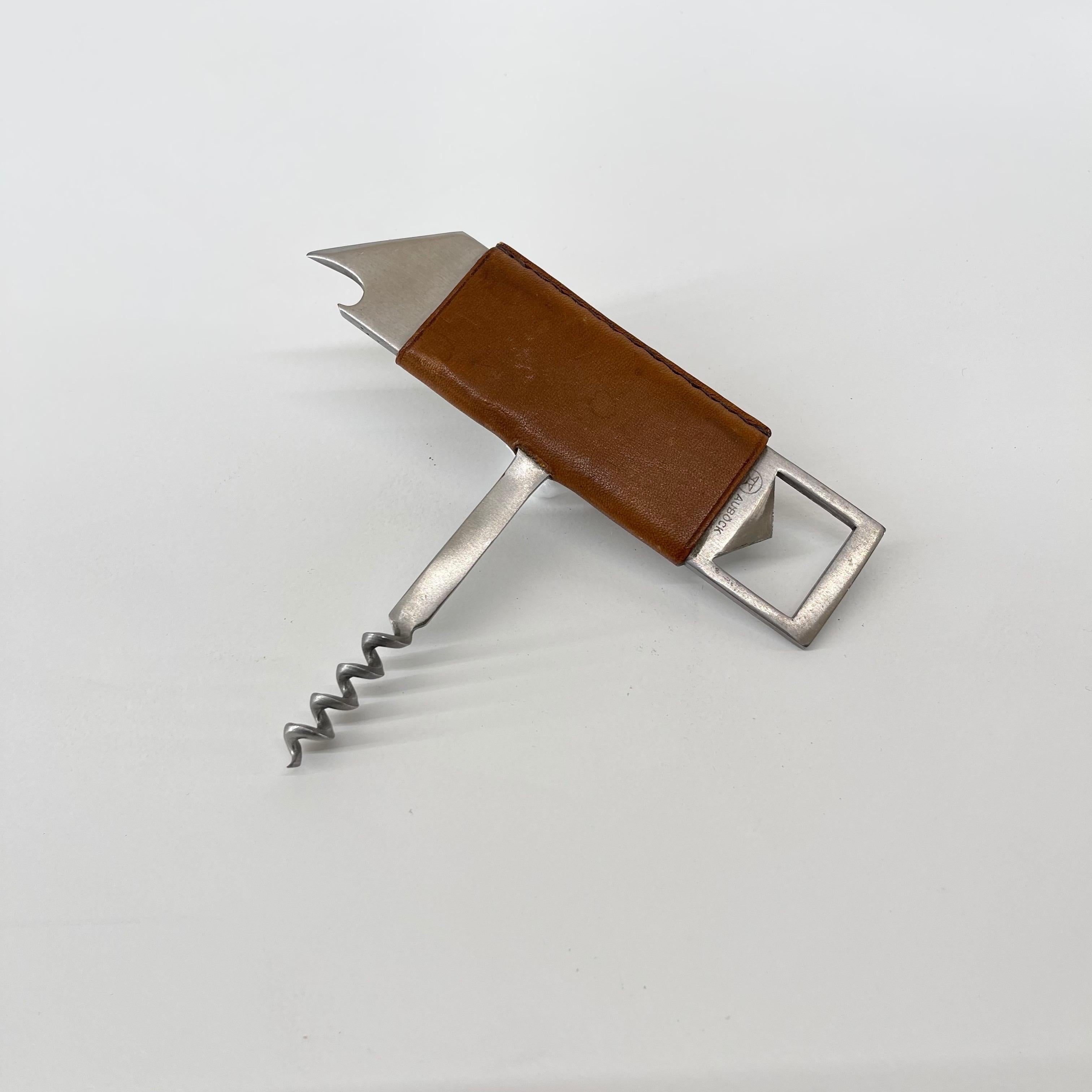 Cart Auböck II, Barboy Cognac Leather Stainless Steel Bottle Opener In Good Condition In Vienna, AT