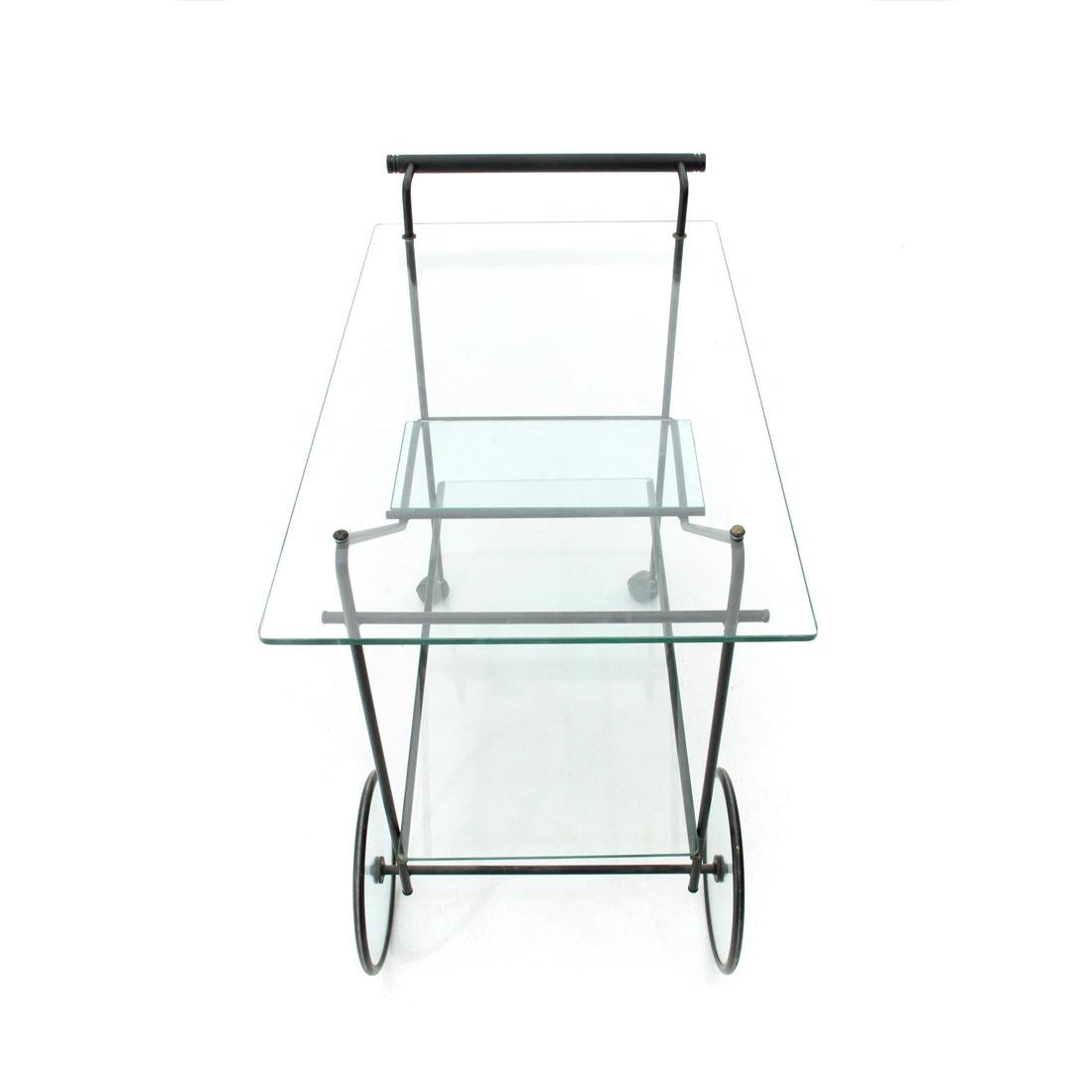 Italian Cart in Metal and Glass, 1980s