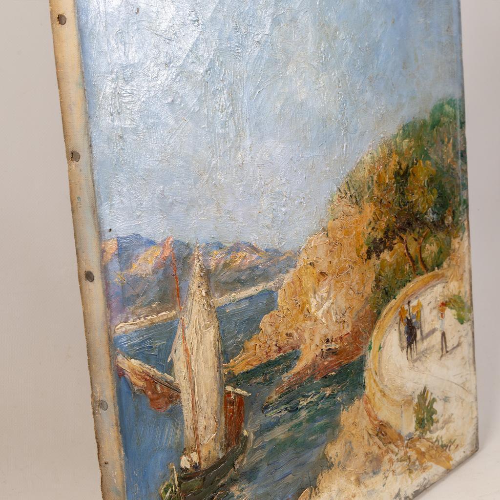 Wagen an der Mittelmeerküste, Öl auf Leinwand - Alexis Gritchenko (1883-1977) im Angebot 1