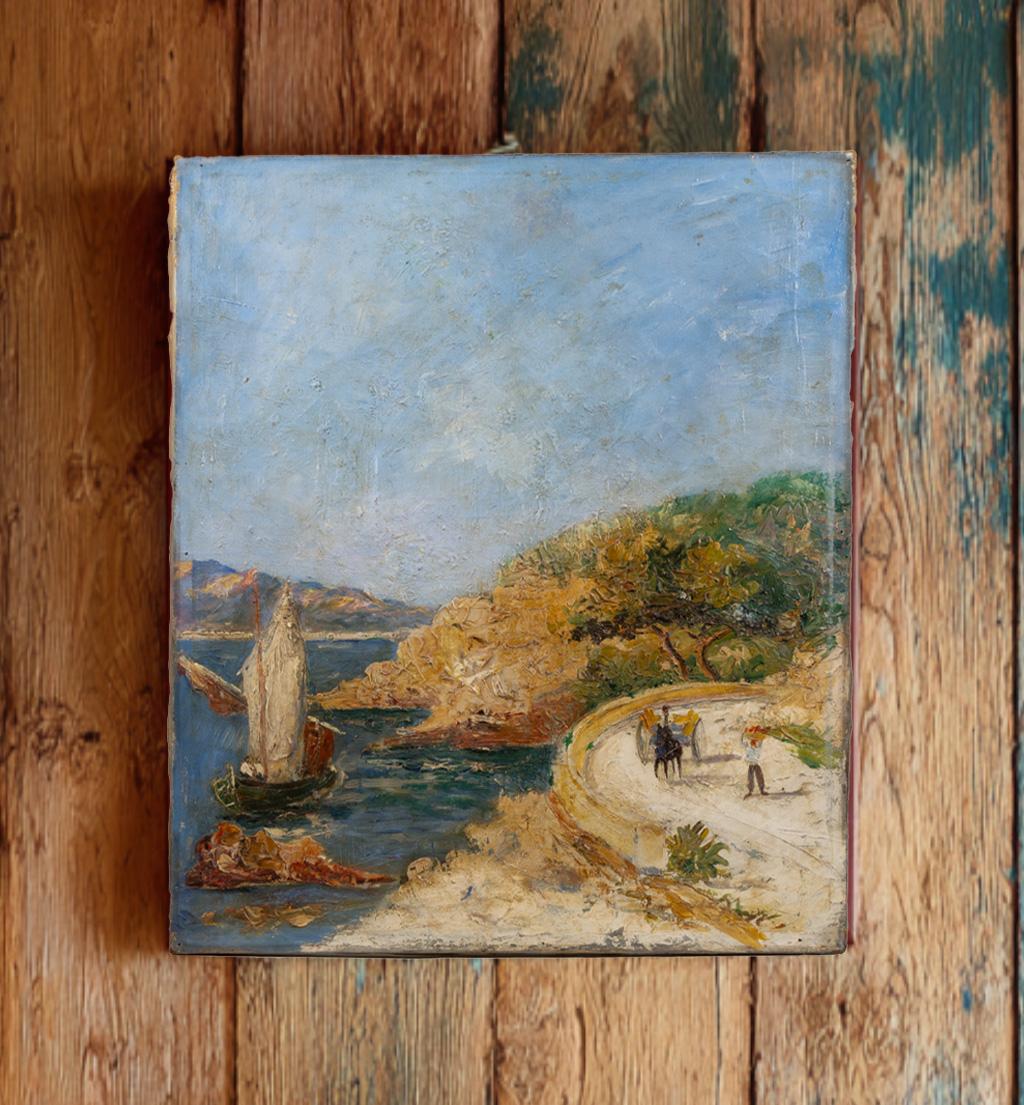 Wagen an der Mittelmeerküste, Öl auf Leinwand - Alexis Gritchenko (1883-1977) im Angebot 2