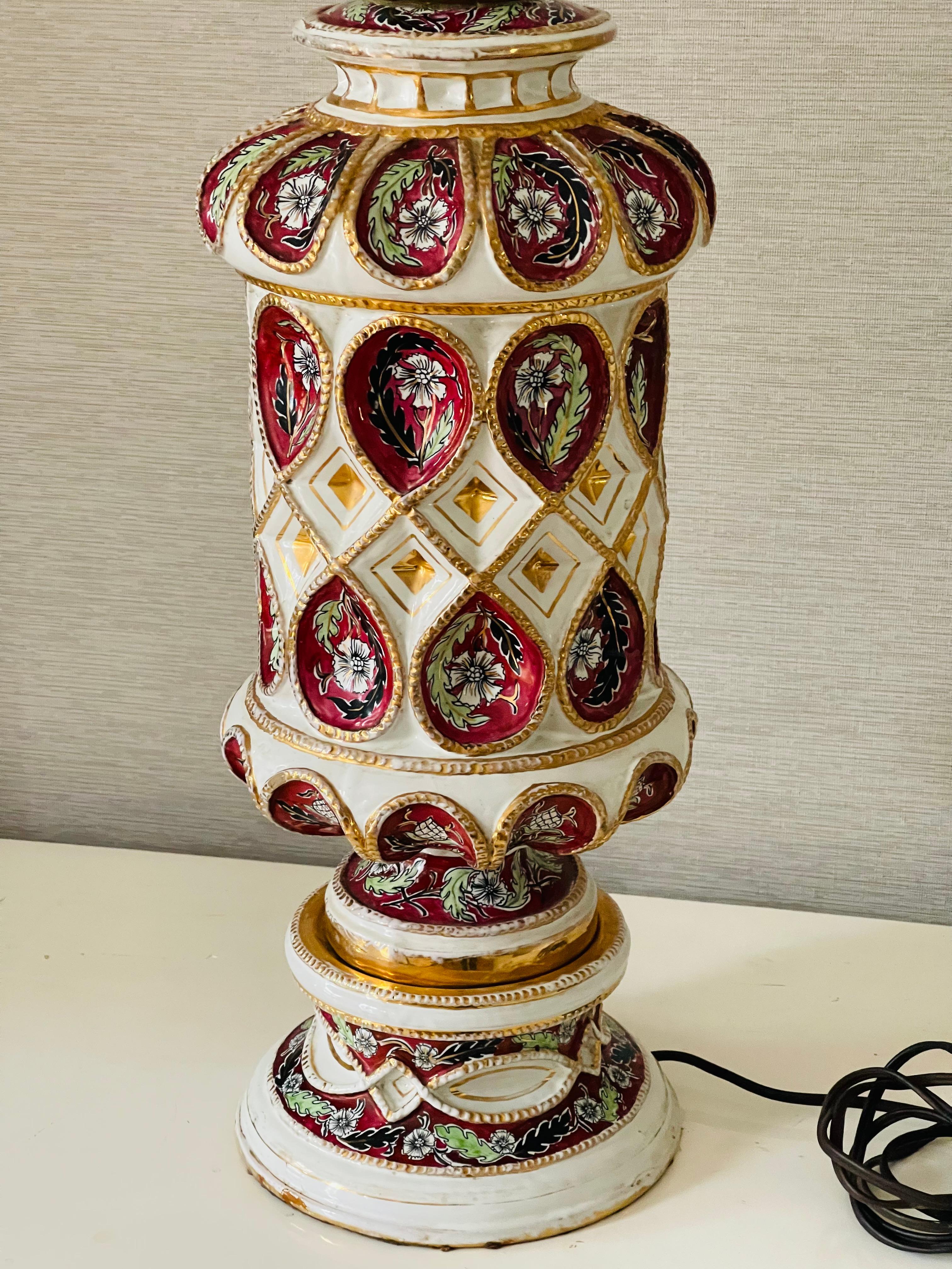 Cantagalli  for Ardalt  Daliso  Lustro Italian Majolica Lamp In Good Condition For Sale In Boca Raton, FL