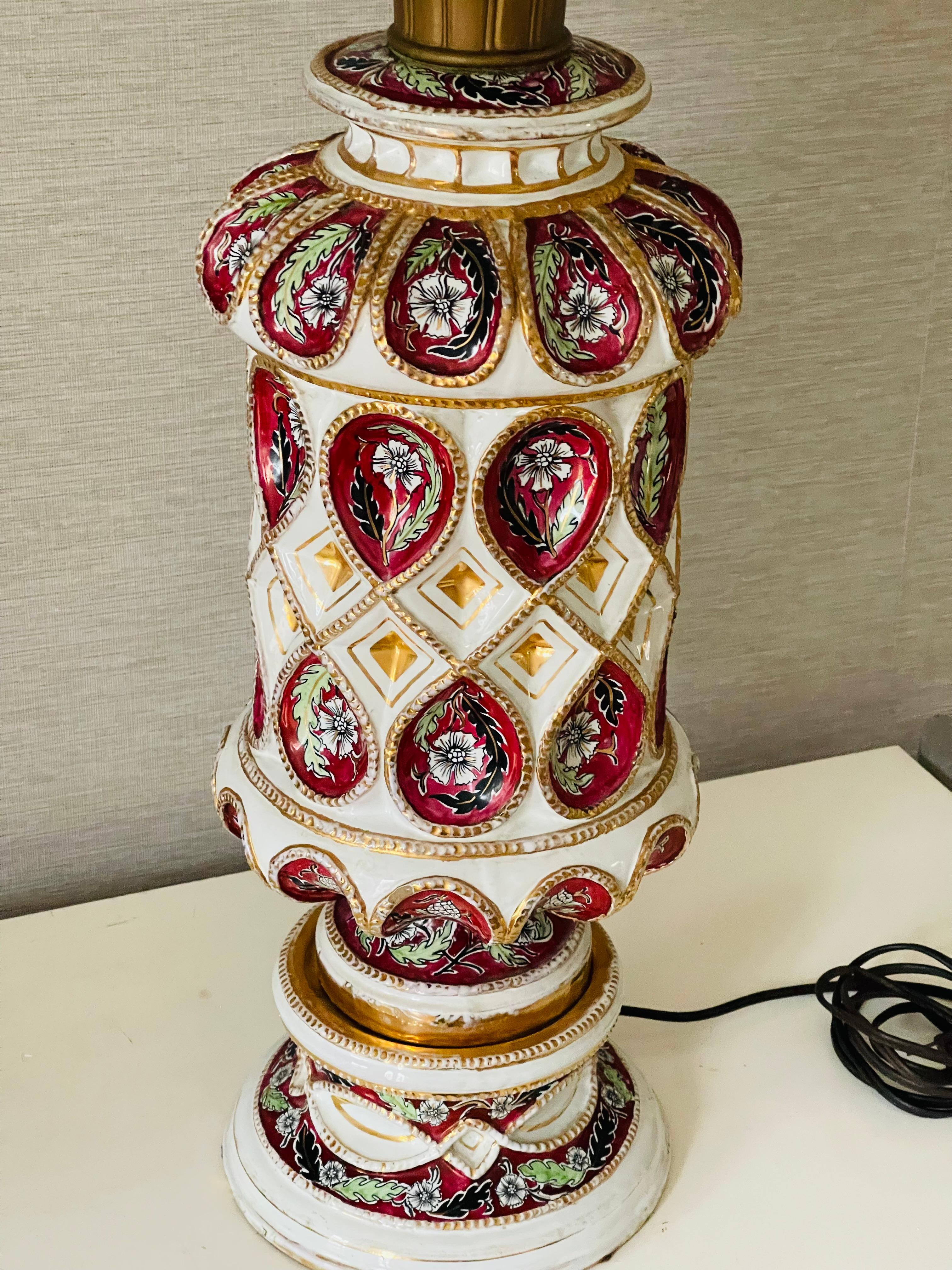 Cantagalli  for Ardalt  Daliso  Lustro Italian Majolica Lamp For Sale 2
