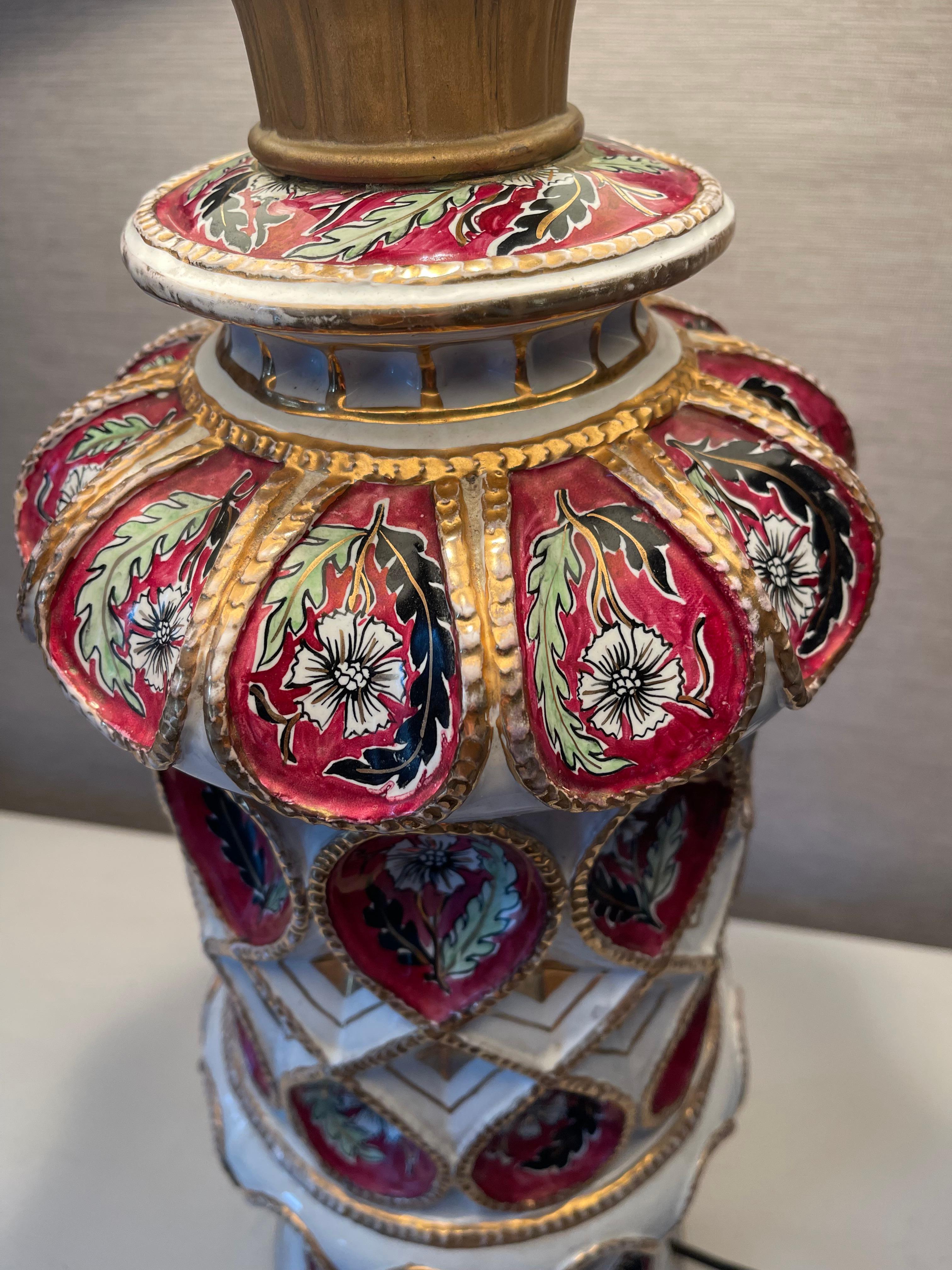 Cantagalli  for Ardalt  Daliso  Lustro Italian Majolica Lamp For Sale 3
