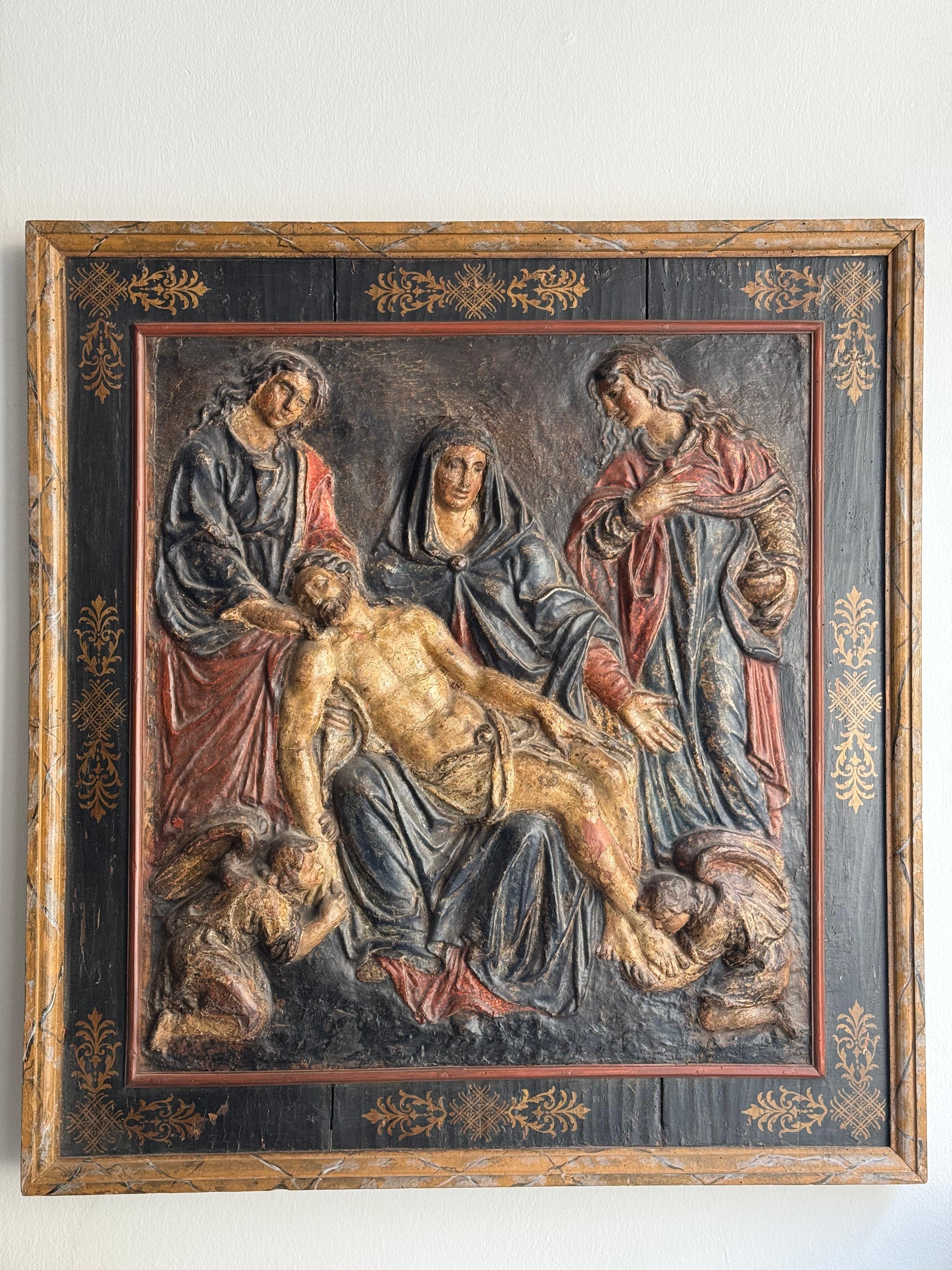 Cartapesta policroma raffigurante la Deposizione di Cristo. XVII secolo In condizioni buone in vendita a Fidenza, IT