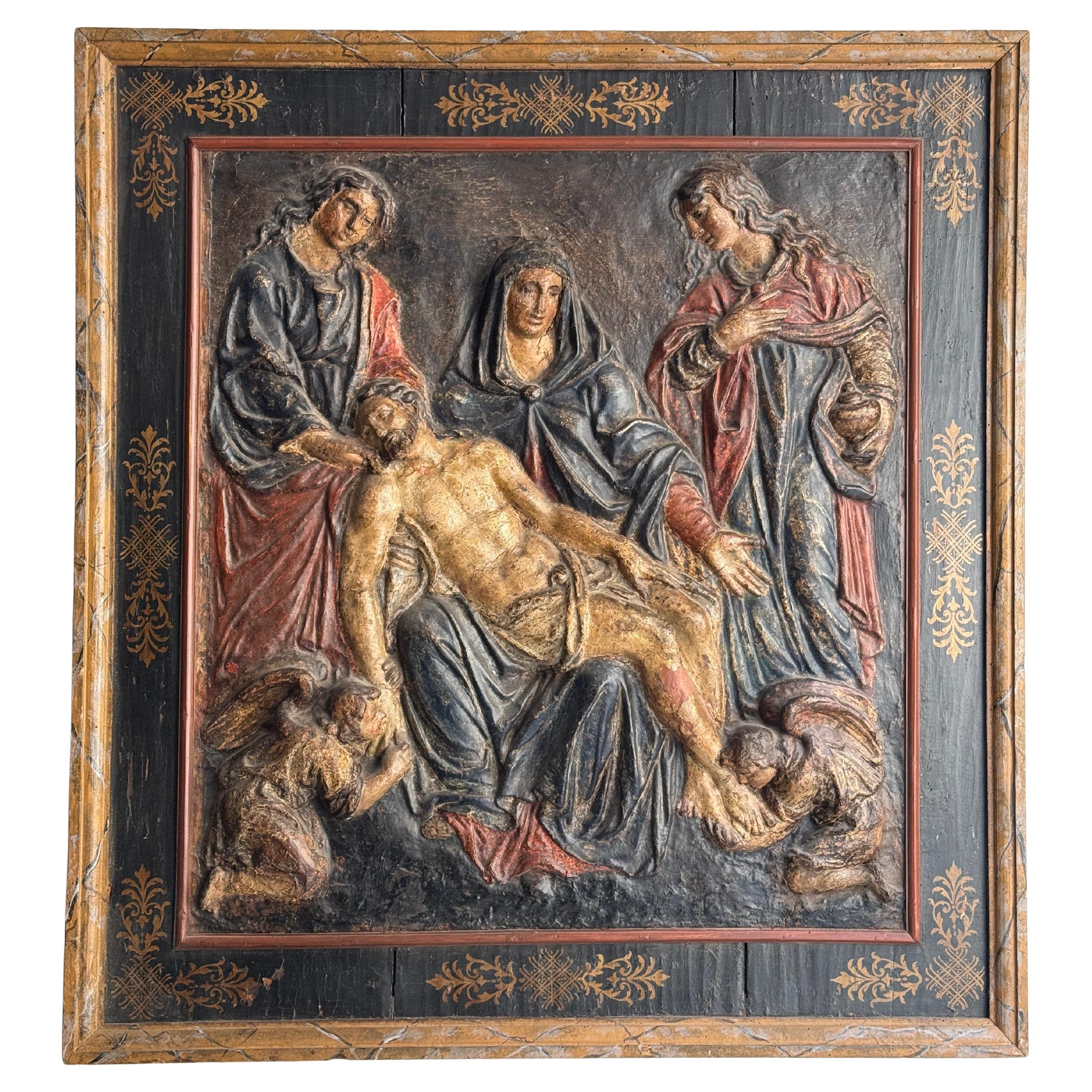 Cartapesta policroma raffigurante la Deposizione di Cristo. XVII secolo