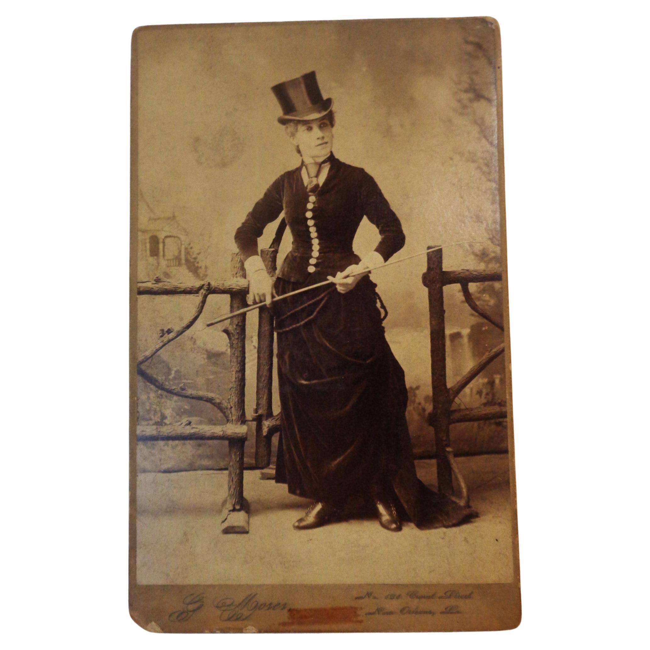 Carte de Visite B & G Moses New Orleans La. - Woman Equestrian Fashion - 1883 