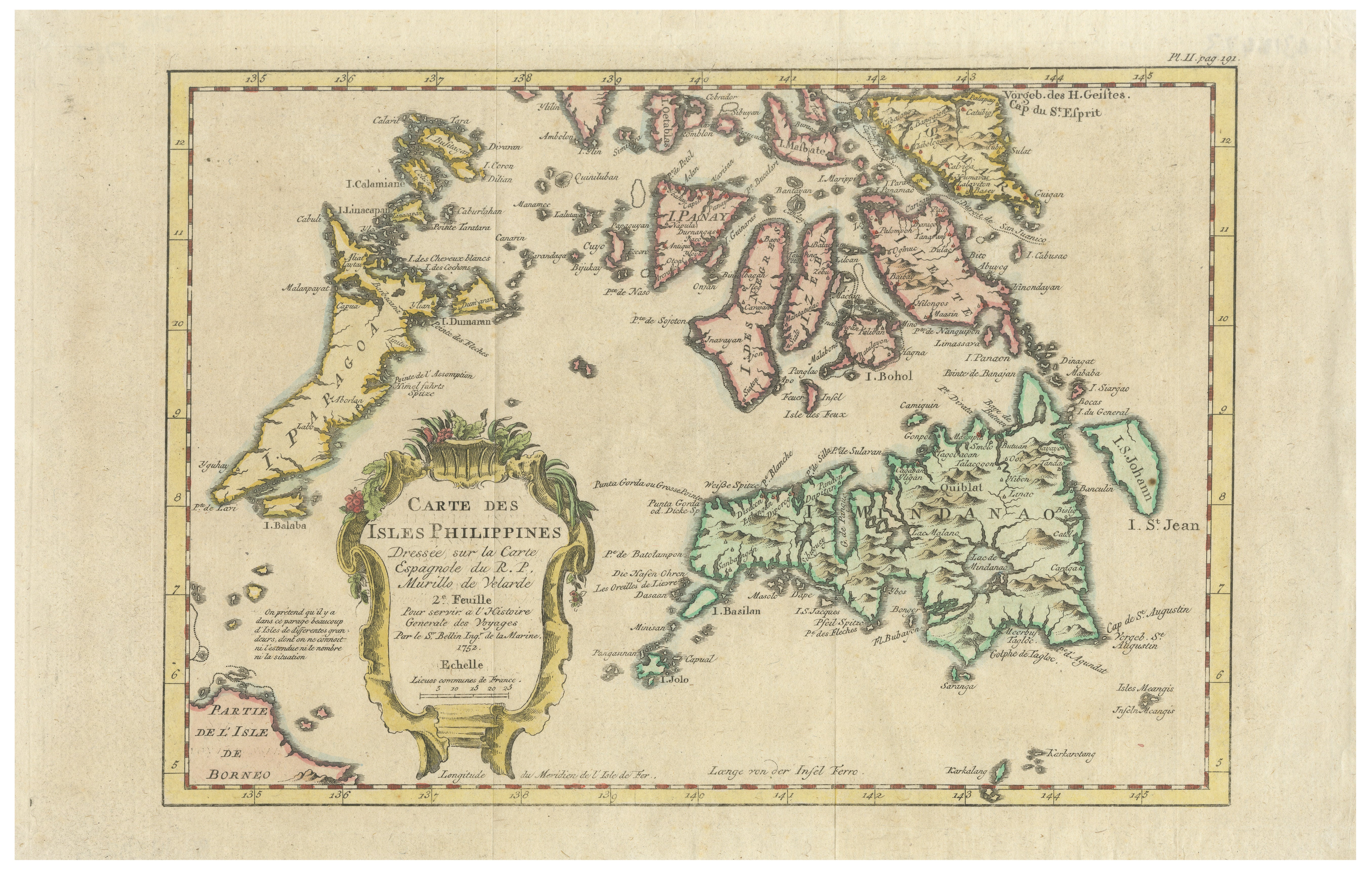 Carte des Isles Philippines - Carta antica delle Filippine, 1752