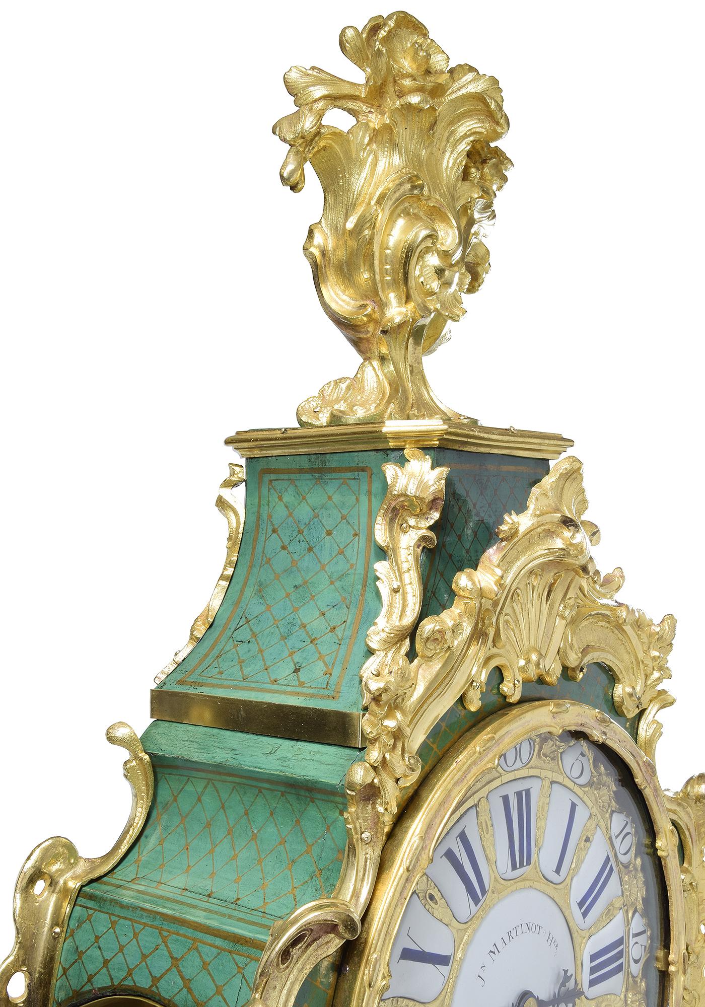 Splendid Louis XV period wall clock from the 18th century. Signed on the dial and the plate of the mechanism 