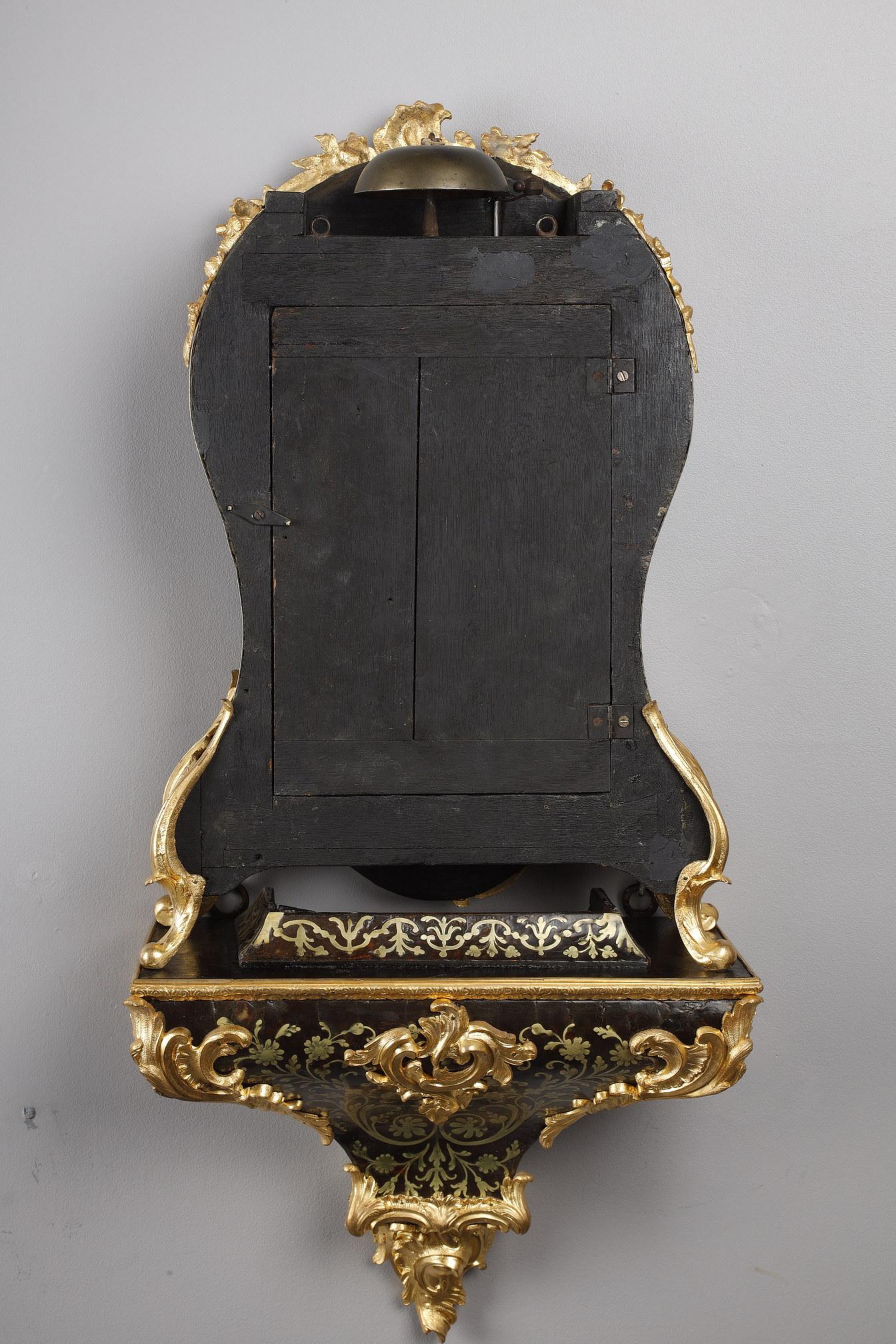 Cartel clock & its console in Boulle Marquetry and Gilt Bronze, Louis XV Period For Sale 11