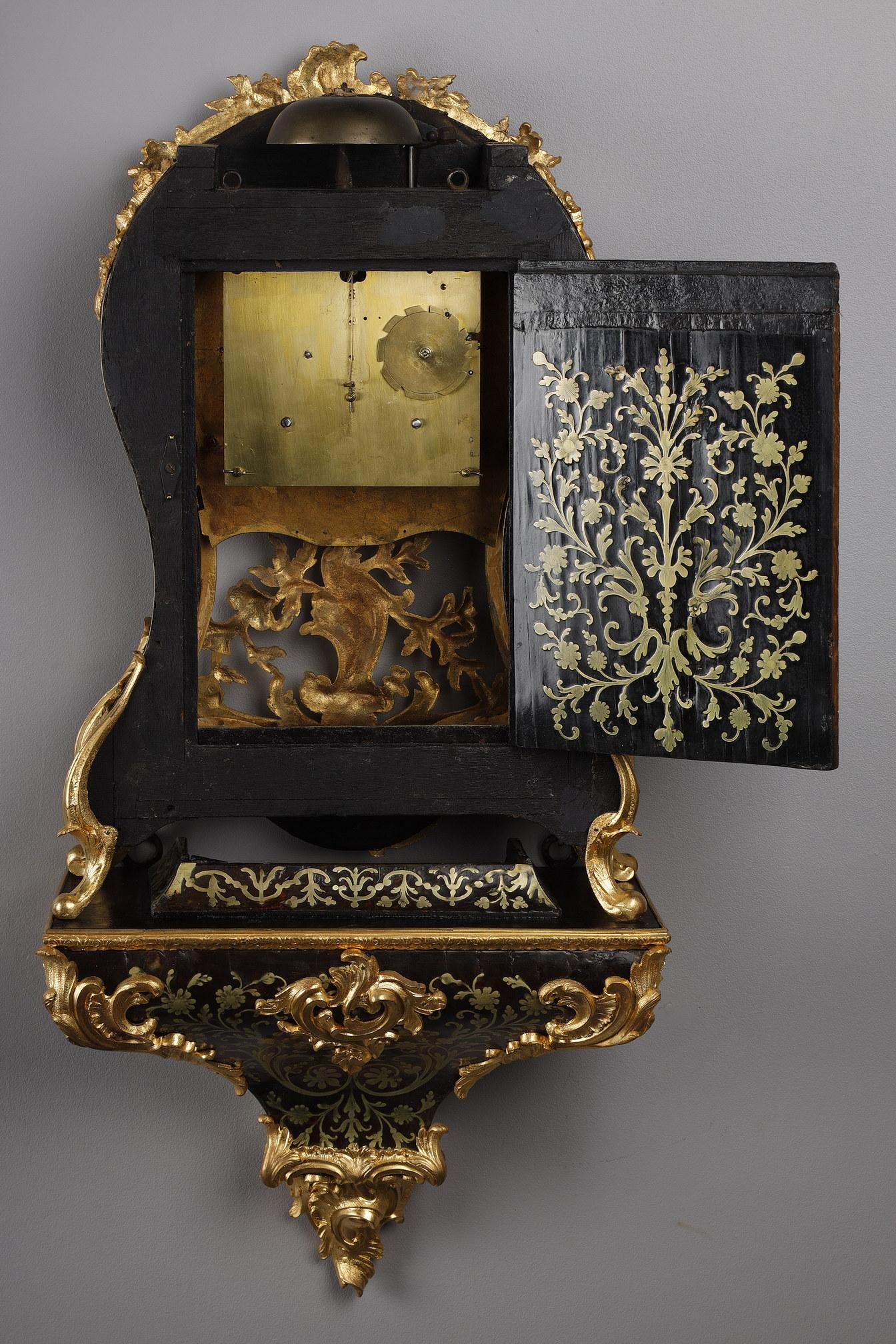 Cartel clock & its console in Boulle Marquetry and Gilt Bronze, Louis XV Period For Sale 12