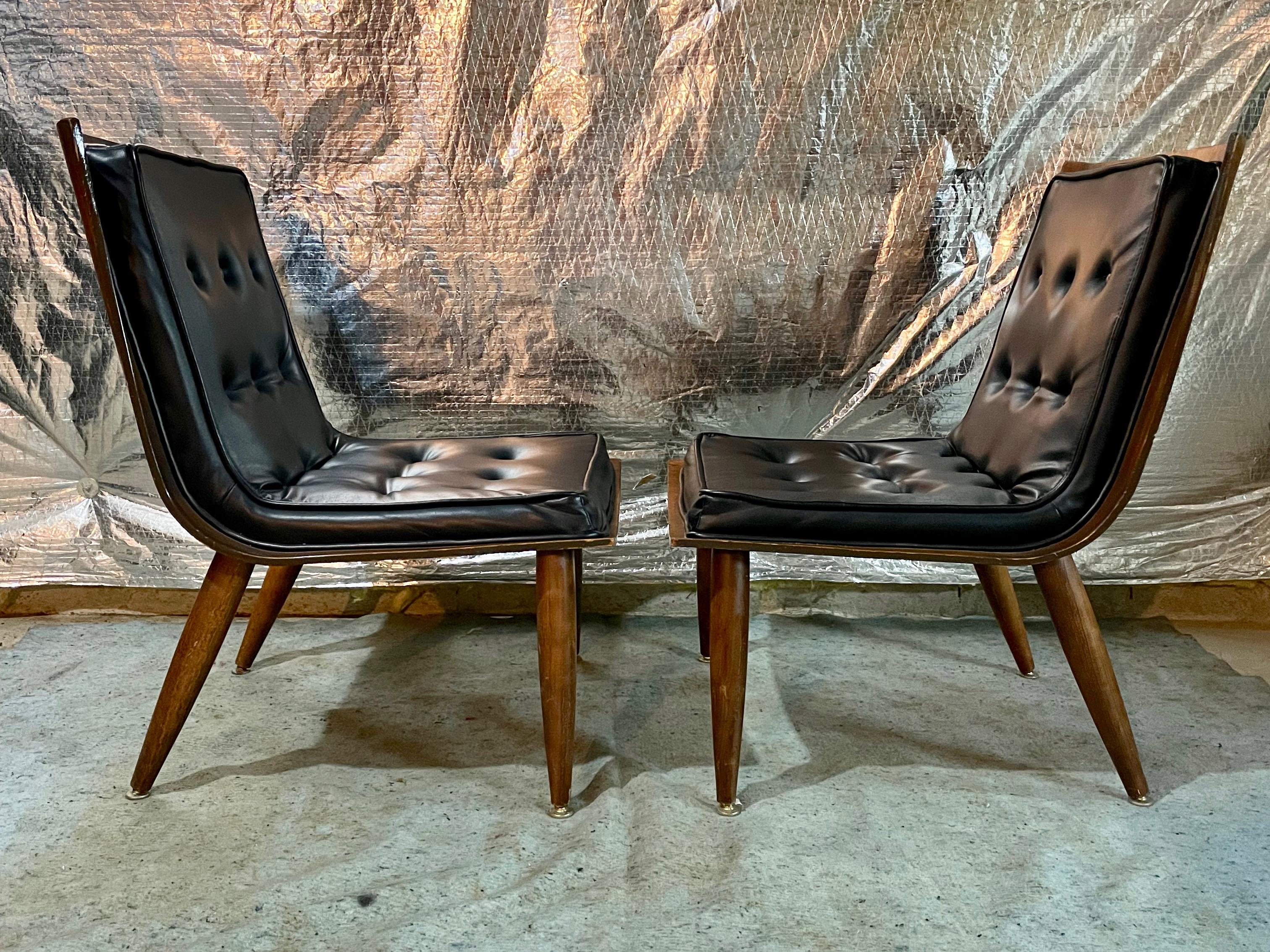 Mid-Century Modern Carter Brothers Pair of Bent Plywood and Upholstered Lounge Chairs Mid Century