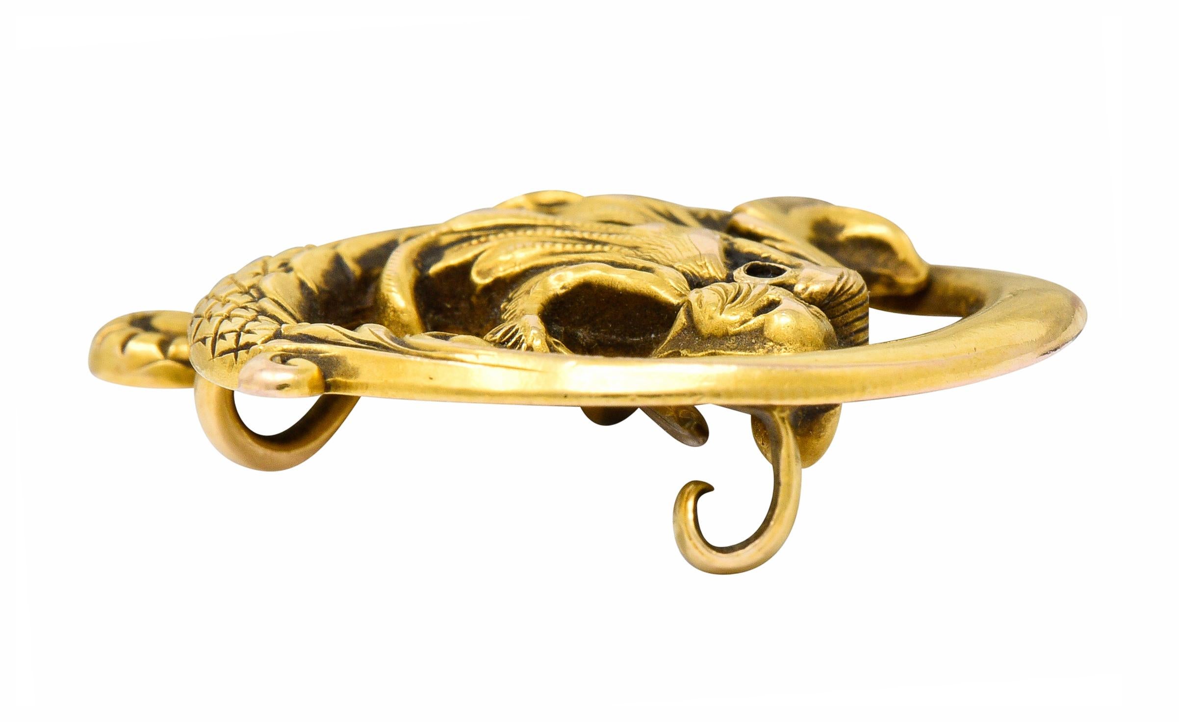 Carter & Gough Art Nouveau 14 Karat Gold Chimera Dragon Watch Pin 1