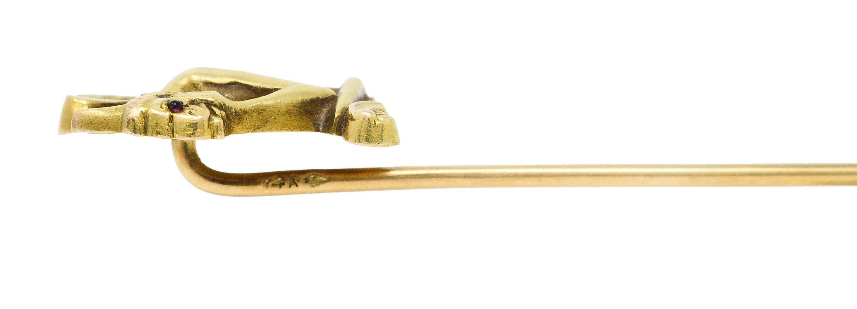 Femenino o masculino Carter Gough Art Nouveau Garnet 14 Karat Gold Gargoyle Stickpin