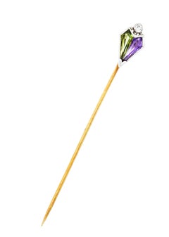 Carter Gough & Co. Art Deco Diamond Amethyst Green Tourmaline Platinum 14 Karat