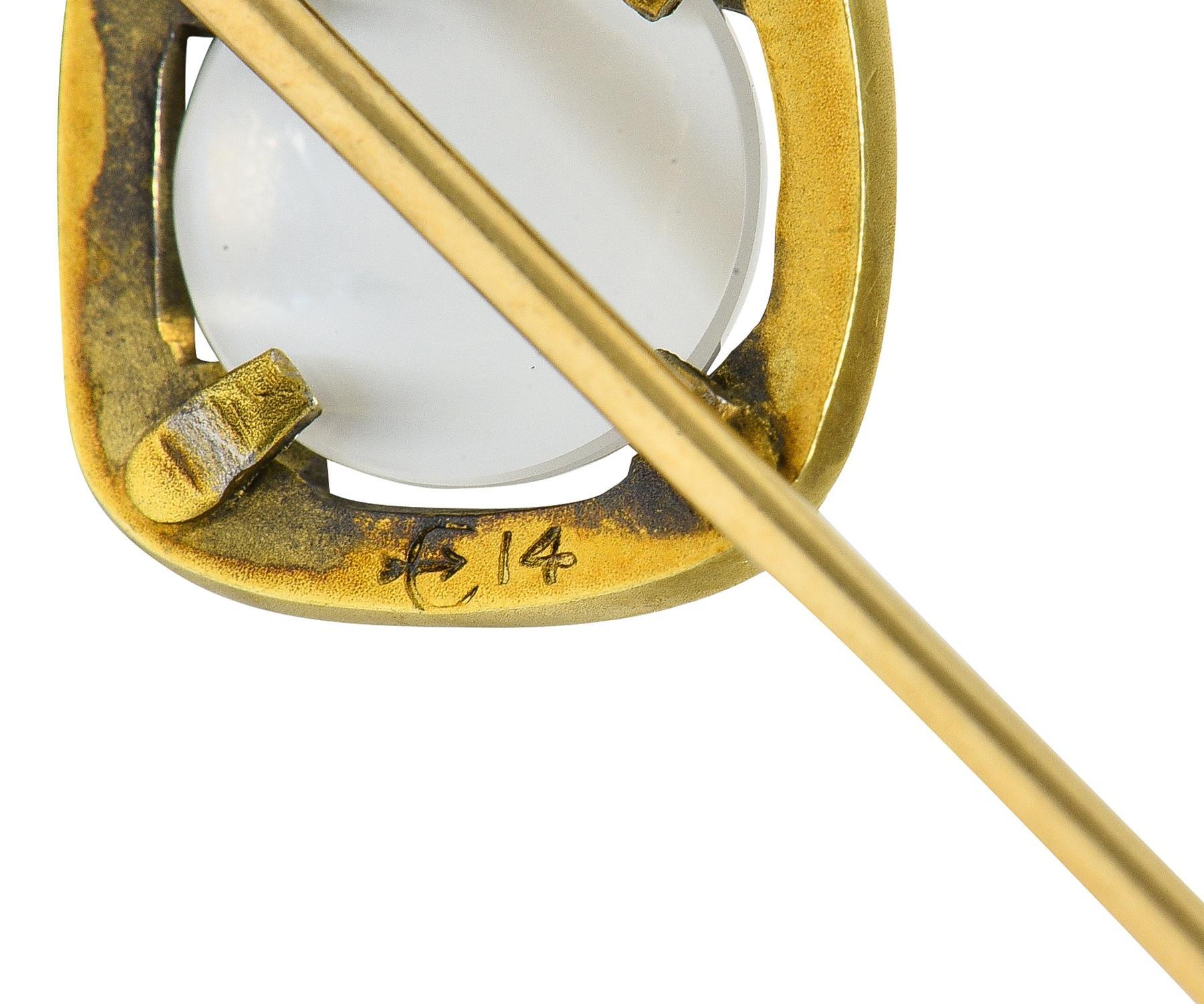 Uomo Carter Gough & Co. Spillone con pietra di luna in stile liberty con smalto in oro 14K in vendita