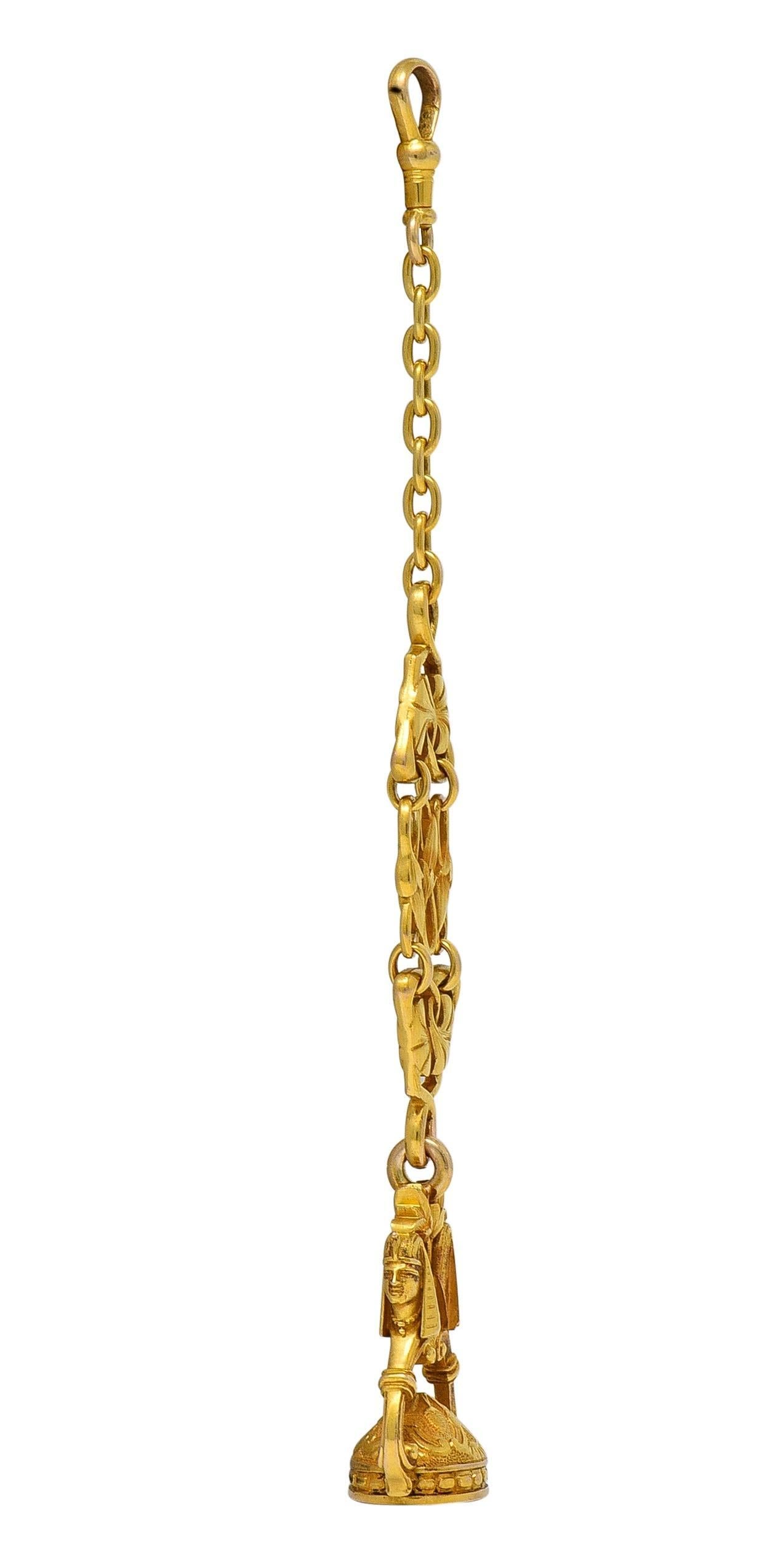 Femenino o masculino Carter Gough & Co. Egyptian Revival Art Nouveau 14K Gold Antique Fob Pendant en venta