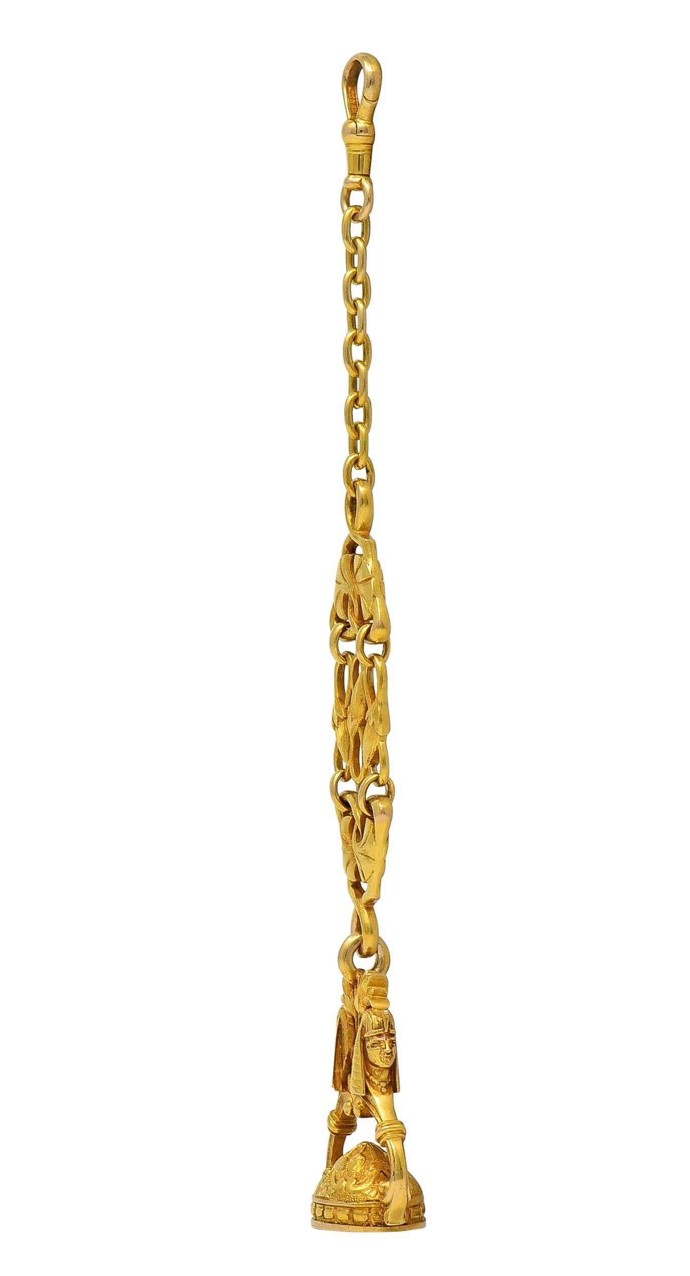 Carter Gough & Co. Egyptian Revival Art Nouveau 14K Gold Antique Fob Pendant en venta 2