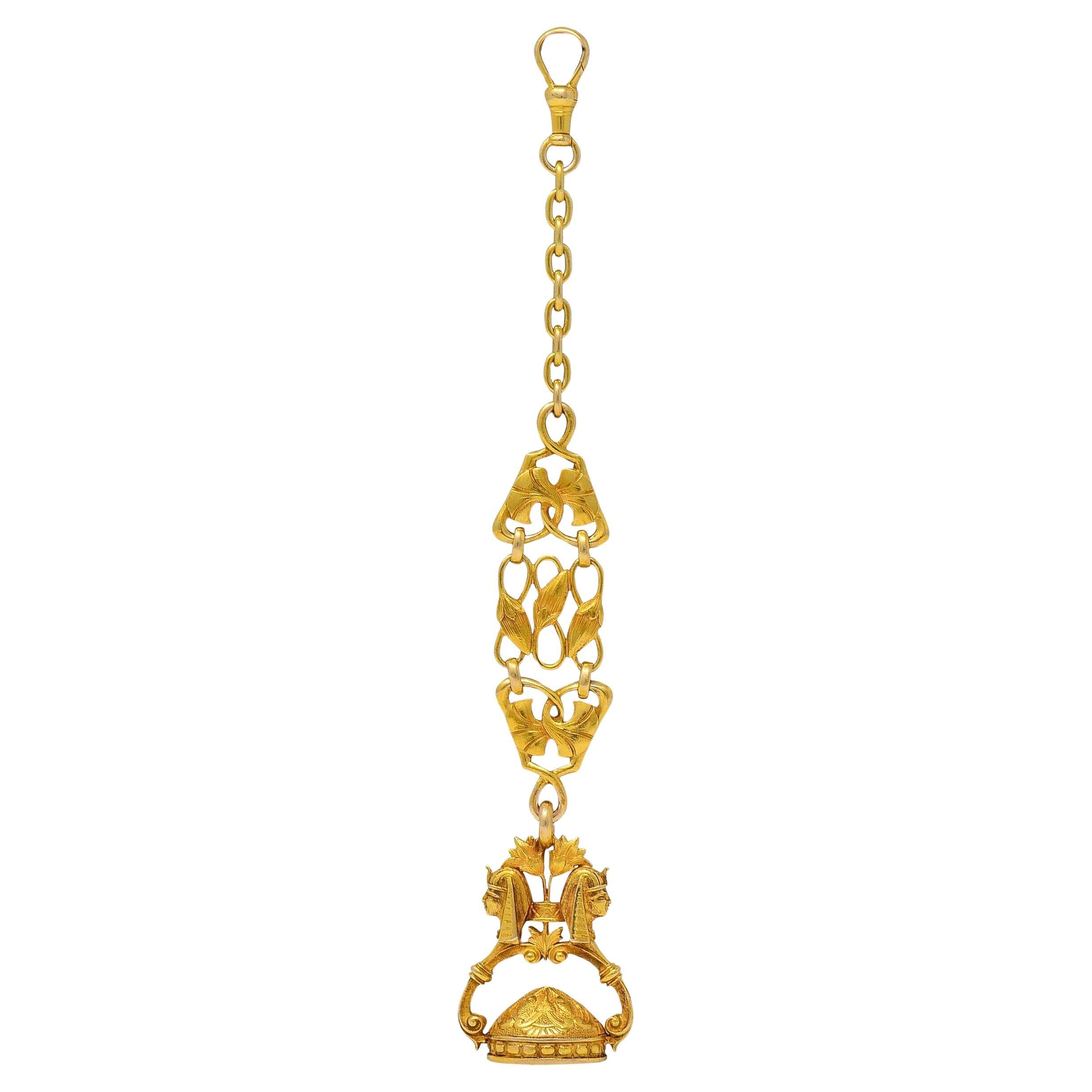 Carter Gough & Co. Egyptian Revival Art Nouveau 14K Gold Antique Fob Pendant