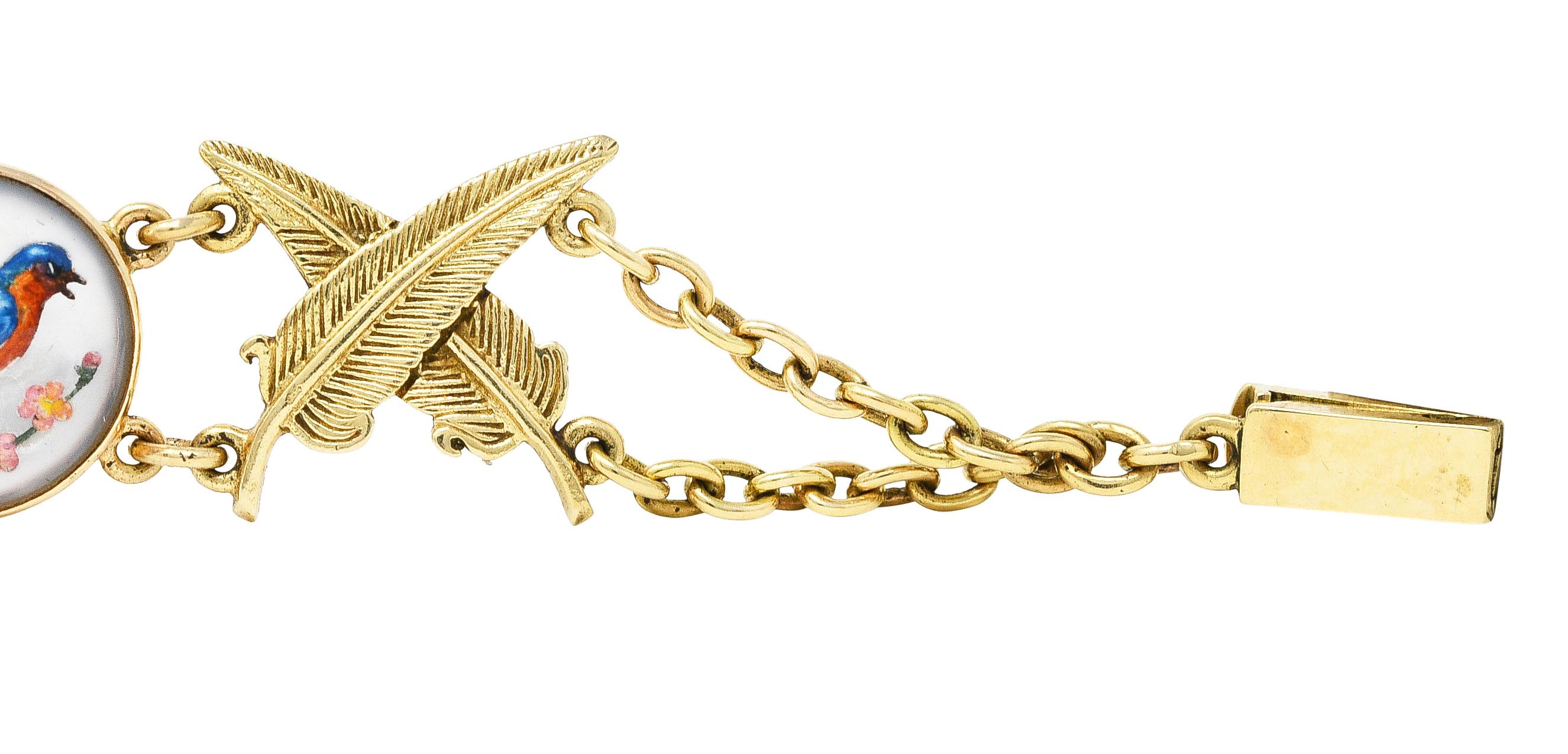 Women's or Men's Carter Gough & Co. Essex Crystal Quartz 14 Karat Gold Feather Bird Bracelet