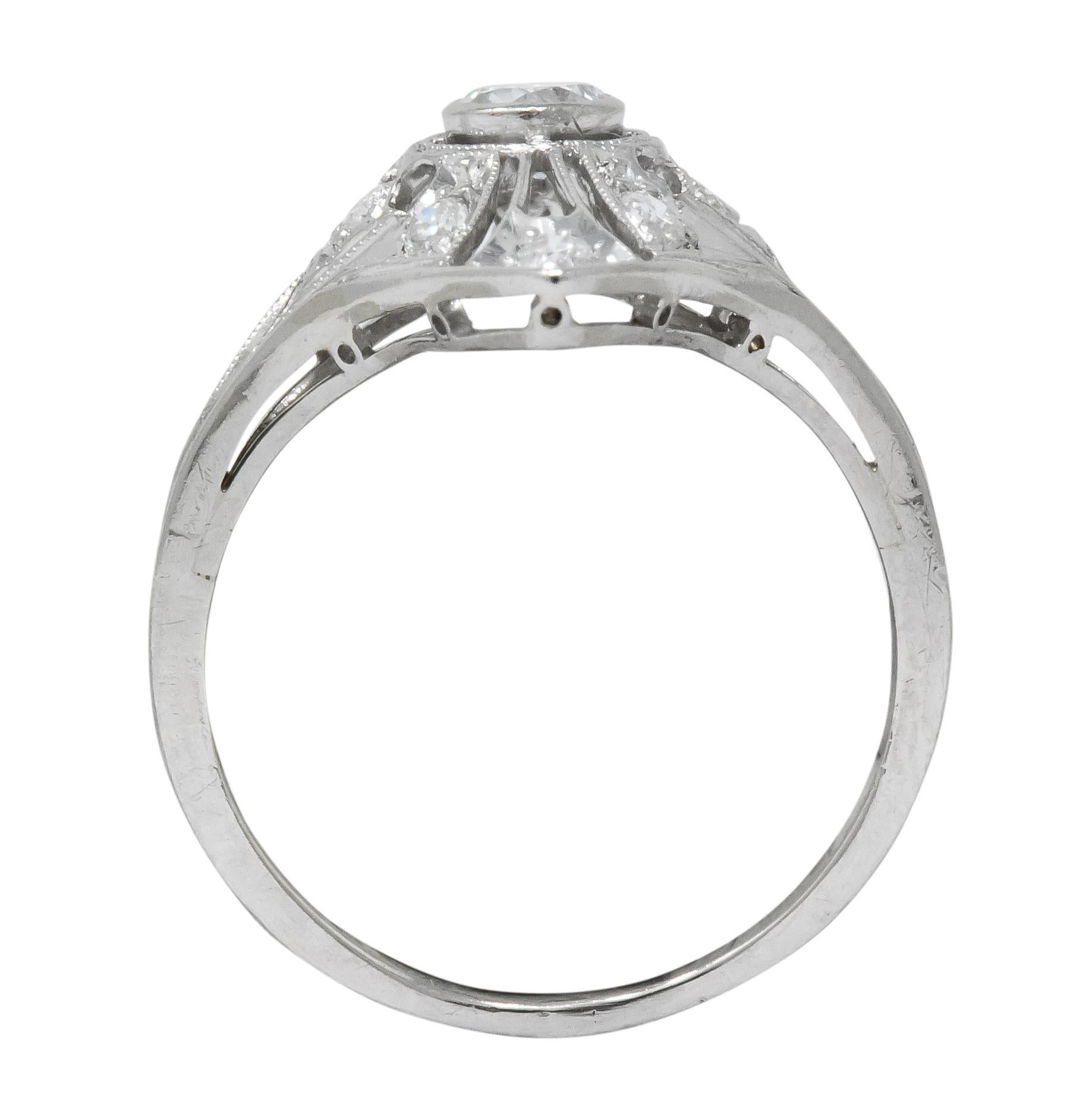 Carter & Gough Edwardian 0.50 Carat Diamond Platinum Navette Ring 1