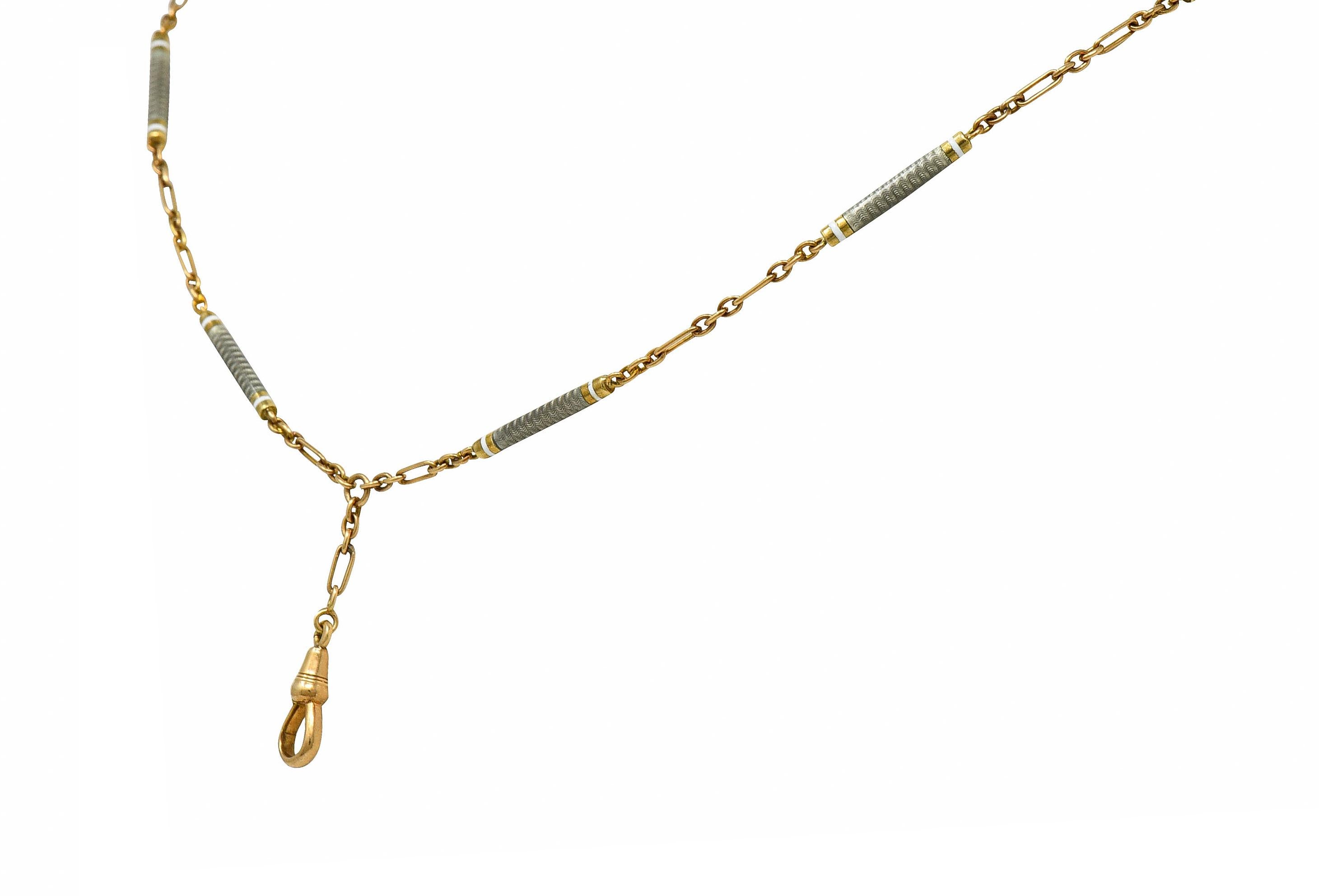 Carter & Gough Emaille 14 Karat Gold Barrel Link Kette Halskette im Zustand „Hervorragend“ in Philadelphia, PA