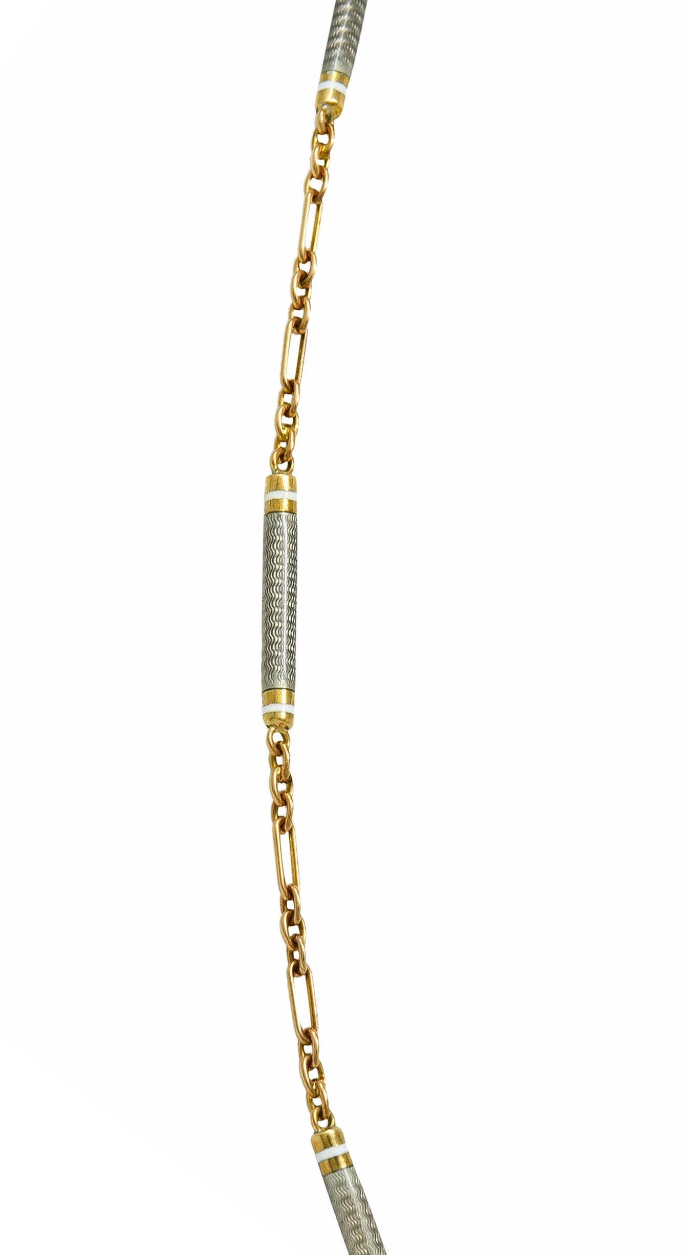 Carter & Gough Emaille 14 Karat Gold Barrel Link Kette Halskette für Damen oder Herren