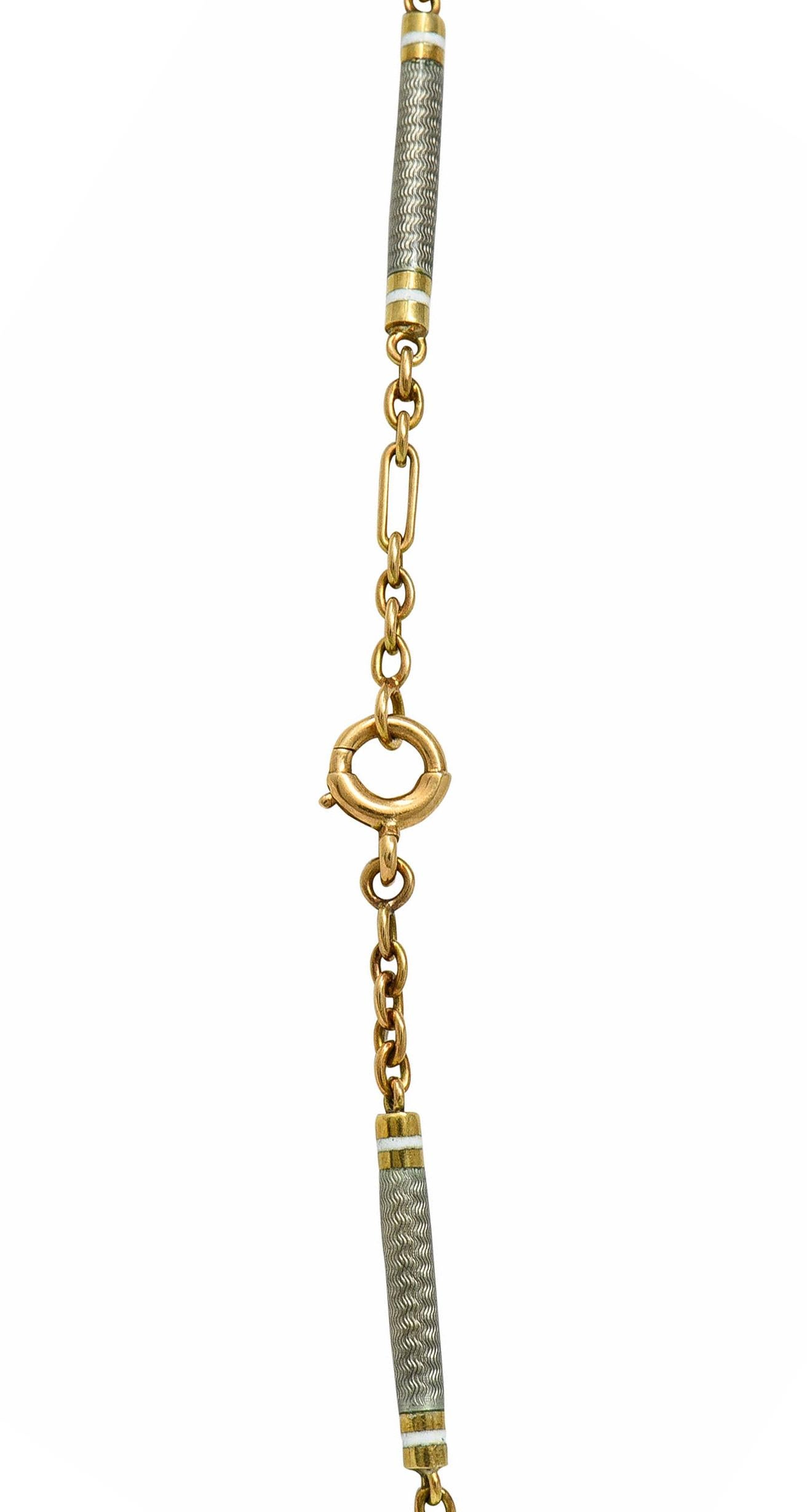 Carter & Gough Emaille 14 Karat Gold Barrel Link Kette Halskette 1