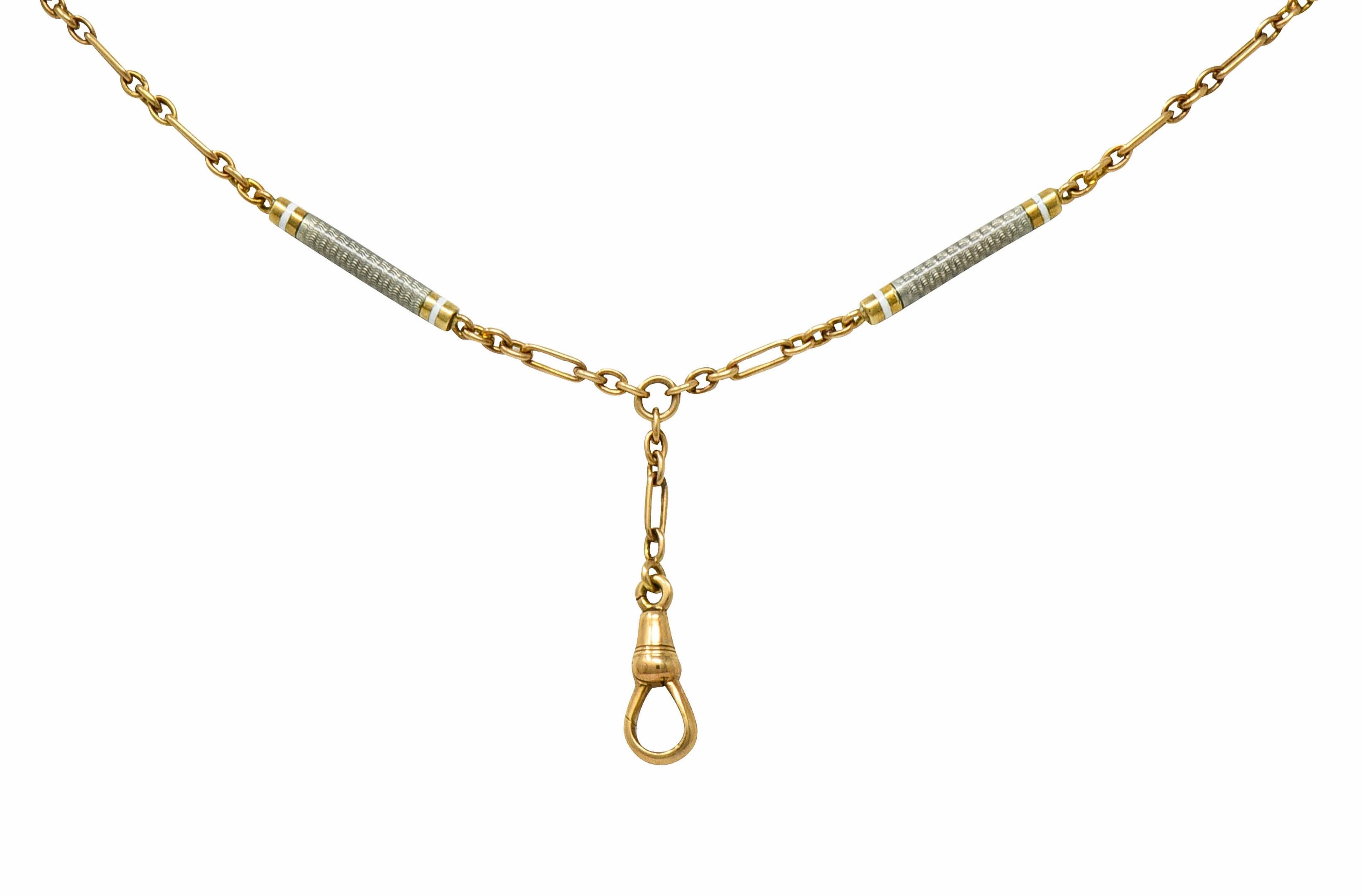 Carter & Gough Emaille 14 Karat Gold Barrel Link Kette Halskette 2